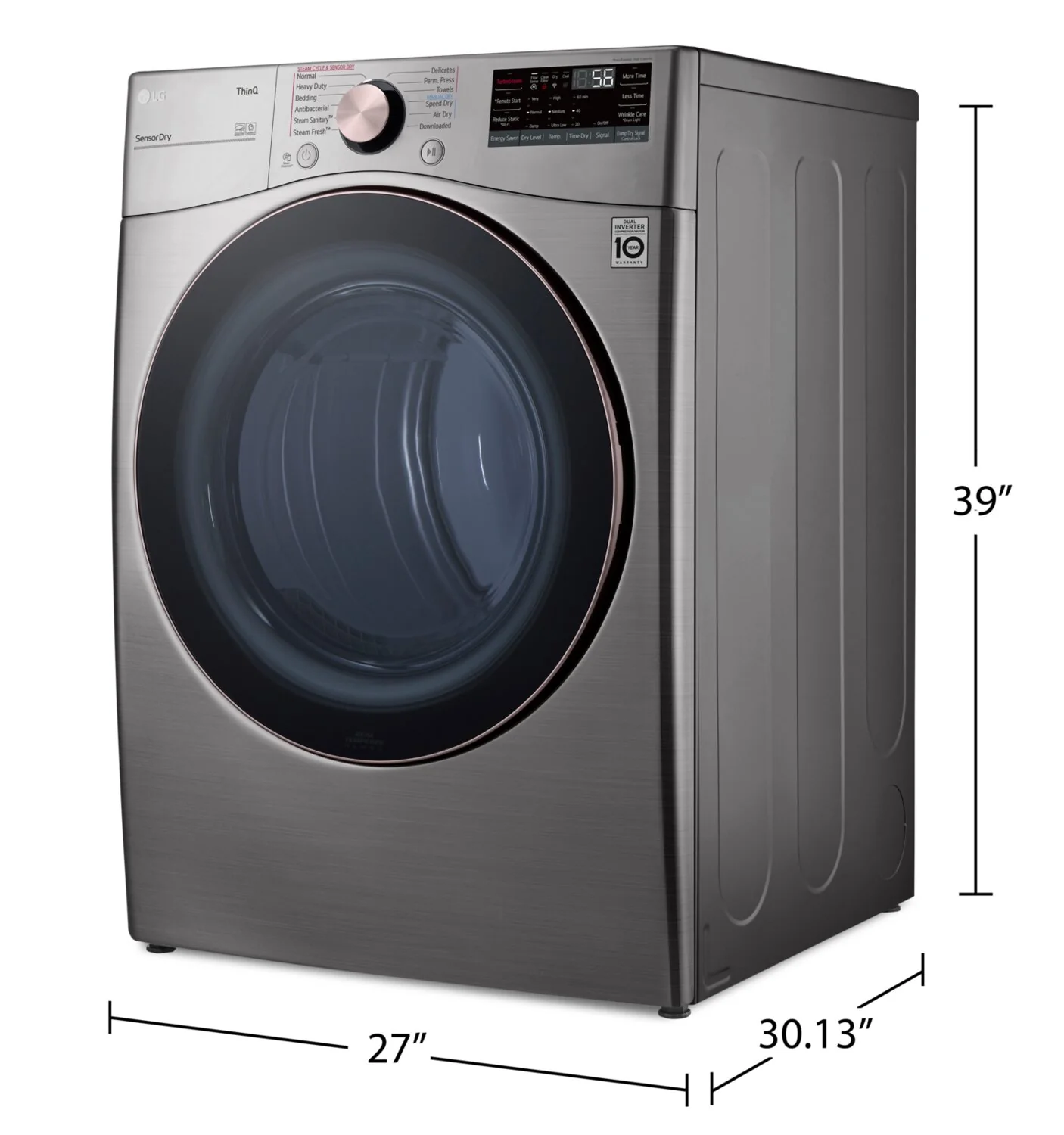 LG 7.4 Cu. Ft. Electric Dryer with Built-In AI - DLEX3850V - Image 6