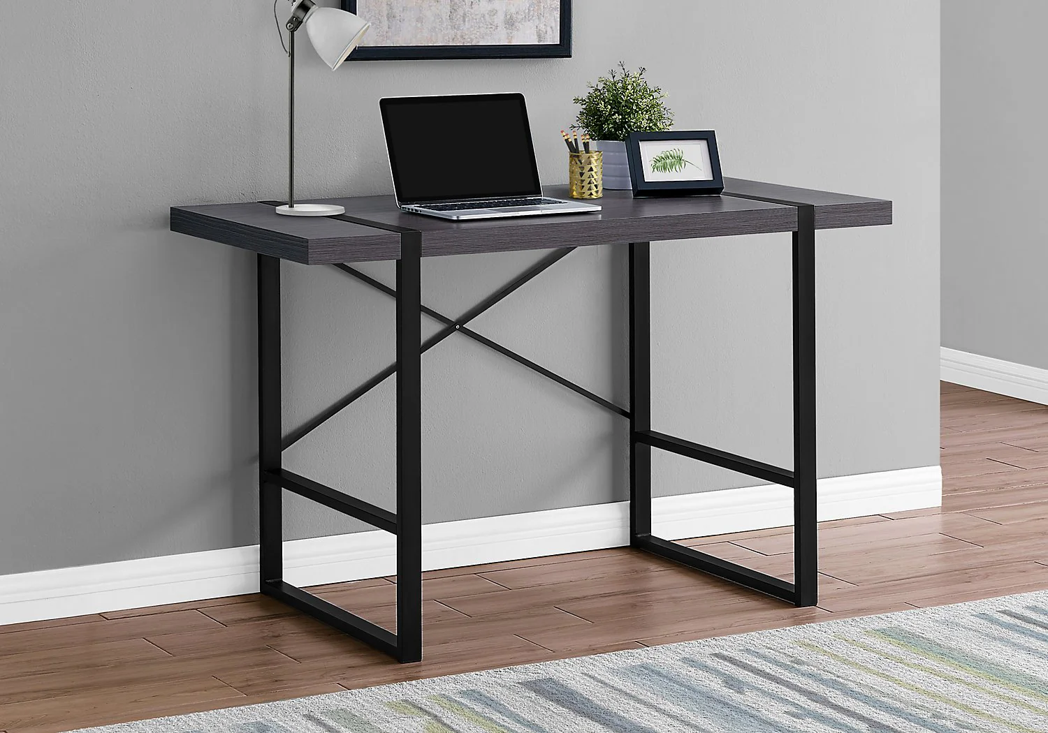 Lisgar Reclaimed Wood Look Desk - Dark Grey - Image 3