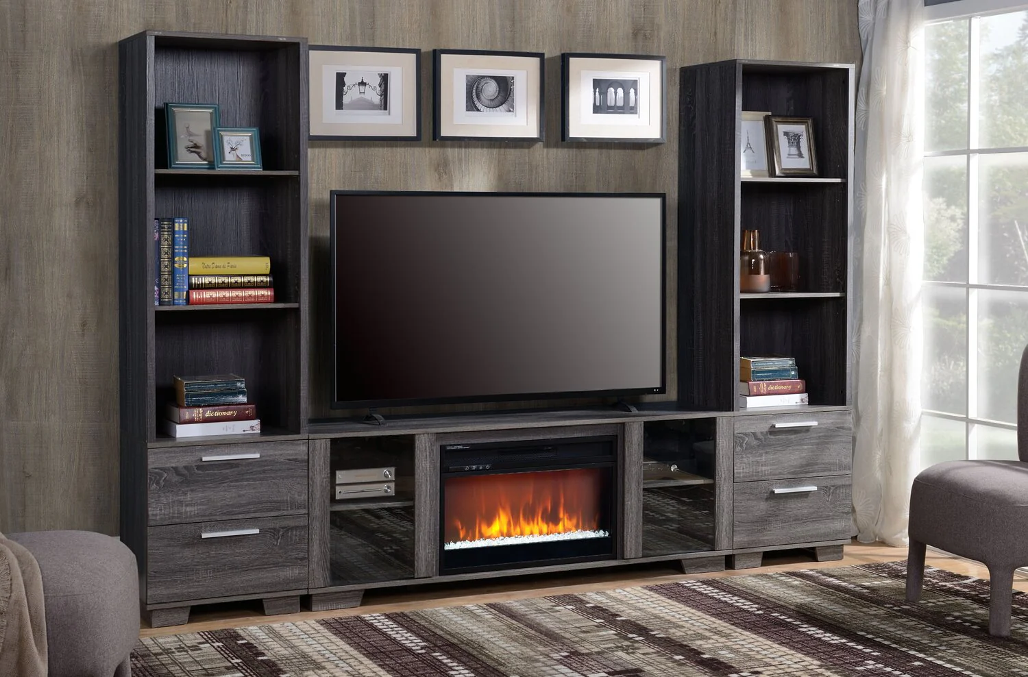 Lixa 3-Piece Entertainment Centre with 65" TV Opening - Grey - Image 6
