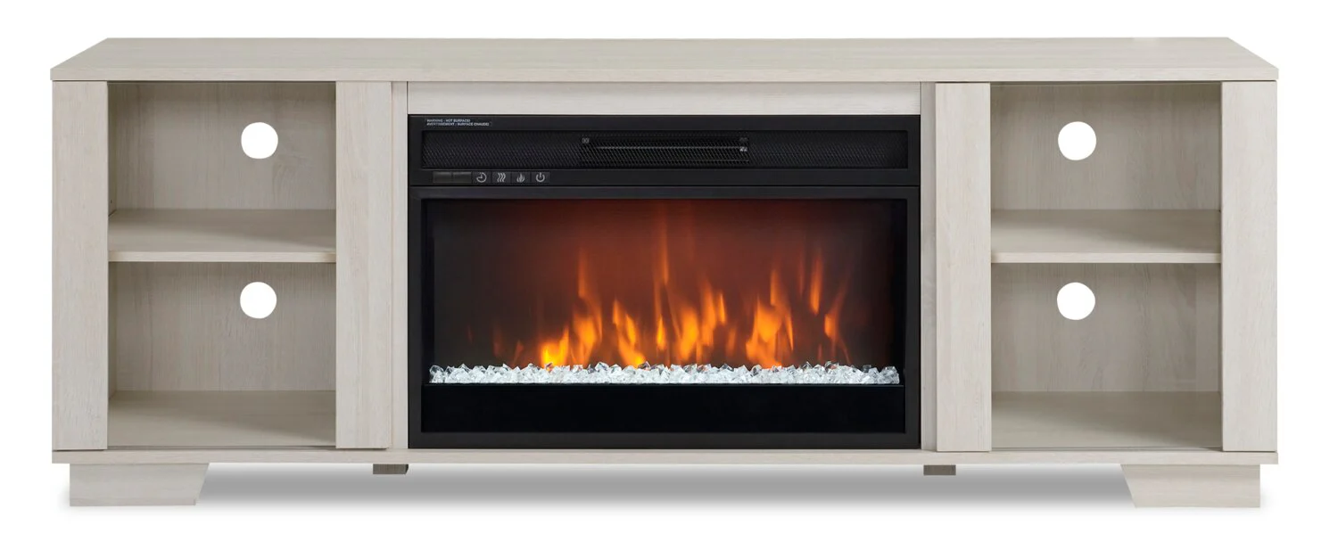 Lixa 62" TV Stand with Crystal Ember Firebox - White