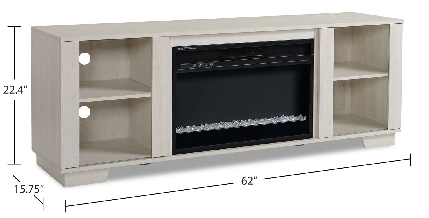 Lixa 62" TV Stand with Crystal Ember Firebox - White - Image 8