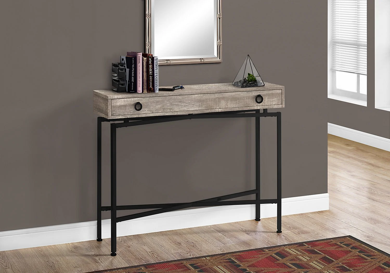 Lucena Reclaimed Wood-Look Sofa Table - Taupe - Image 4