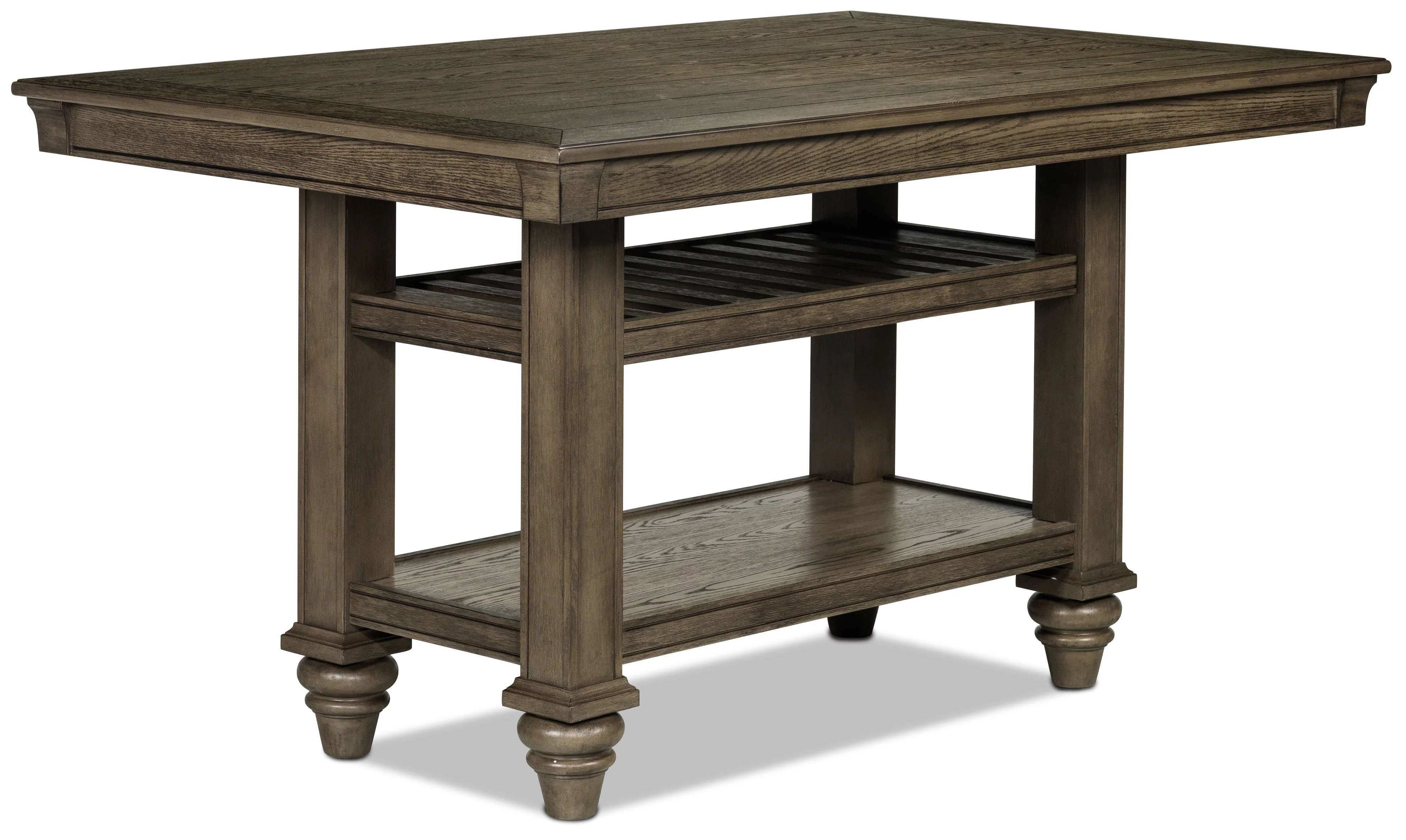 Lynnhaven 7-Piece Counter-Height Dining Room Set with 2 Counter Backless Stools - Roasted Oak - Image 4