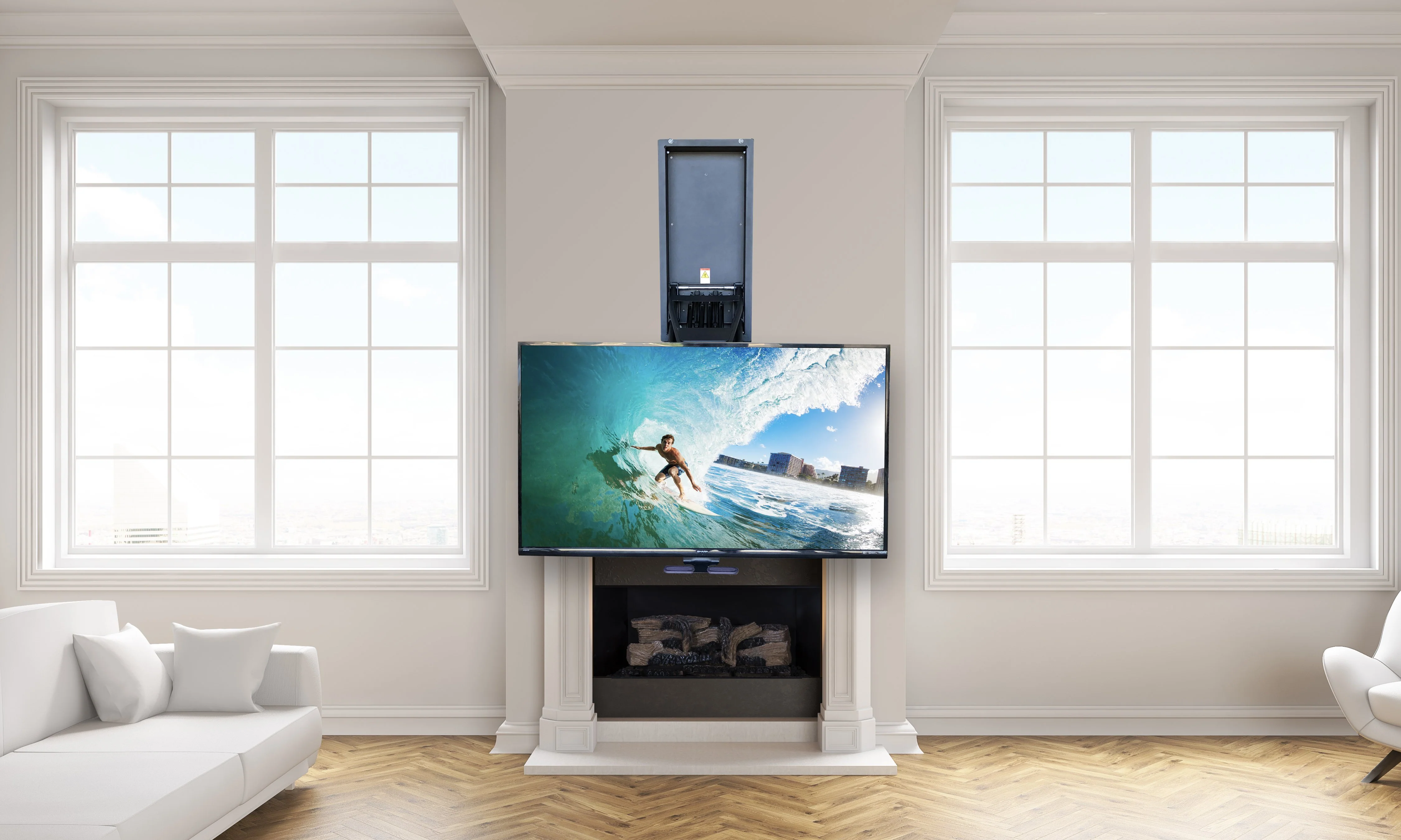 MantelMount MM750 Pro Pull-Down TV Wall Mount with Soundbar Attachment - Image 4