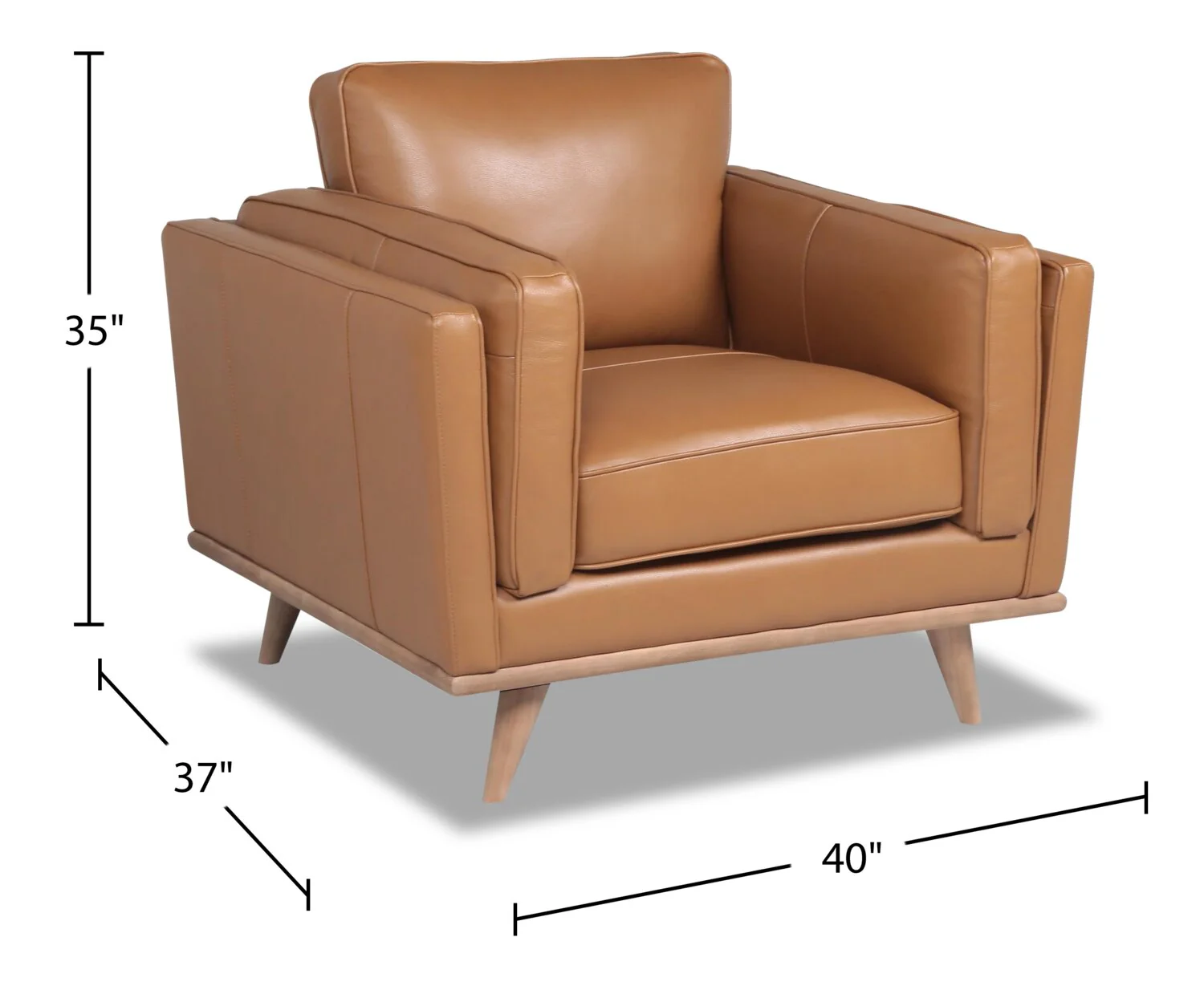 Marlott Top-Grain Genuine Leather Chair - Caramel - Image 6