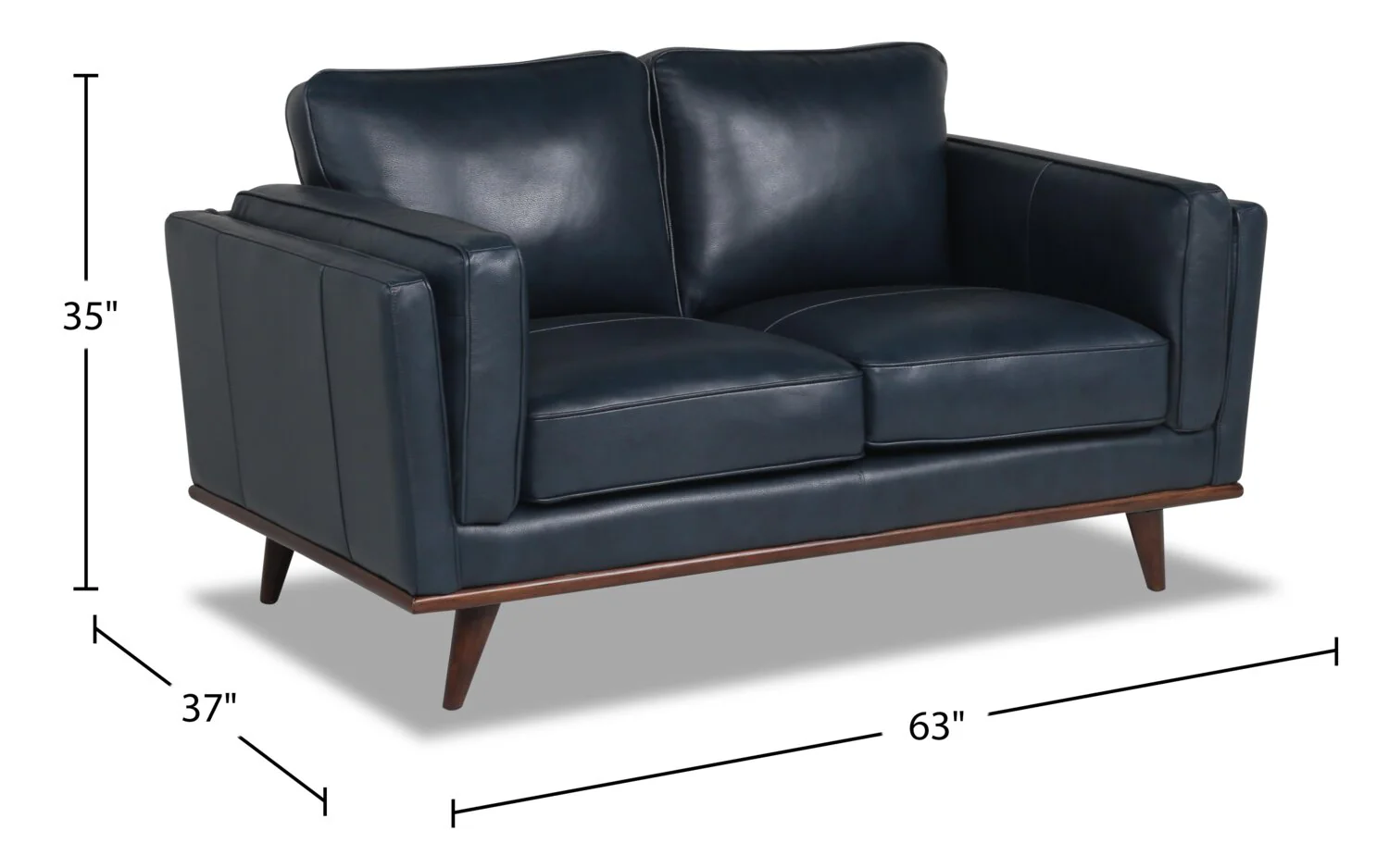 Marlott Top-Grain Genuine Leather Loveseat - Navy - Image 6