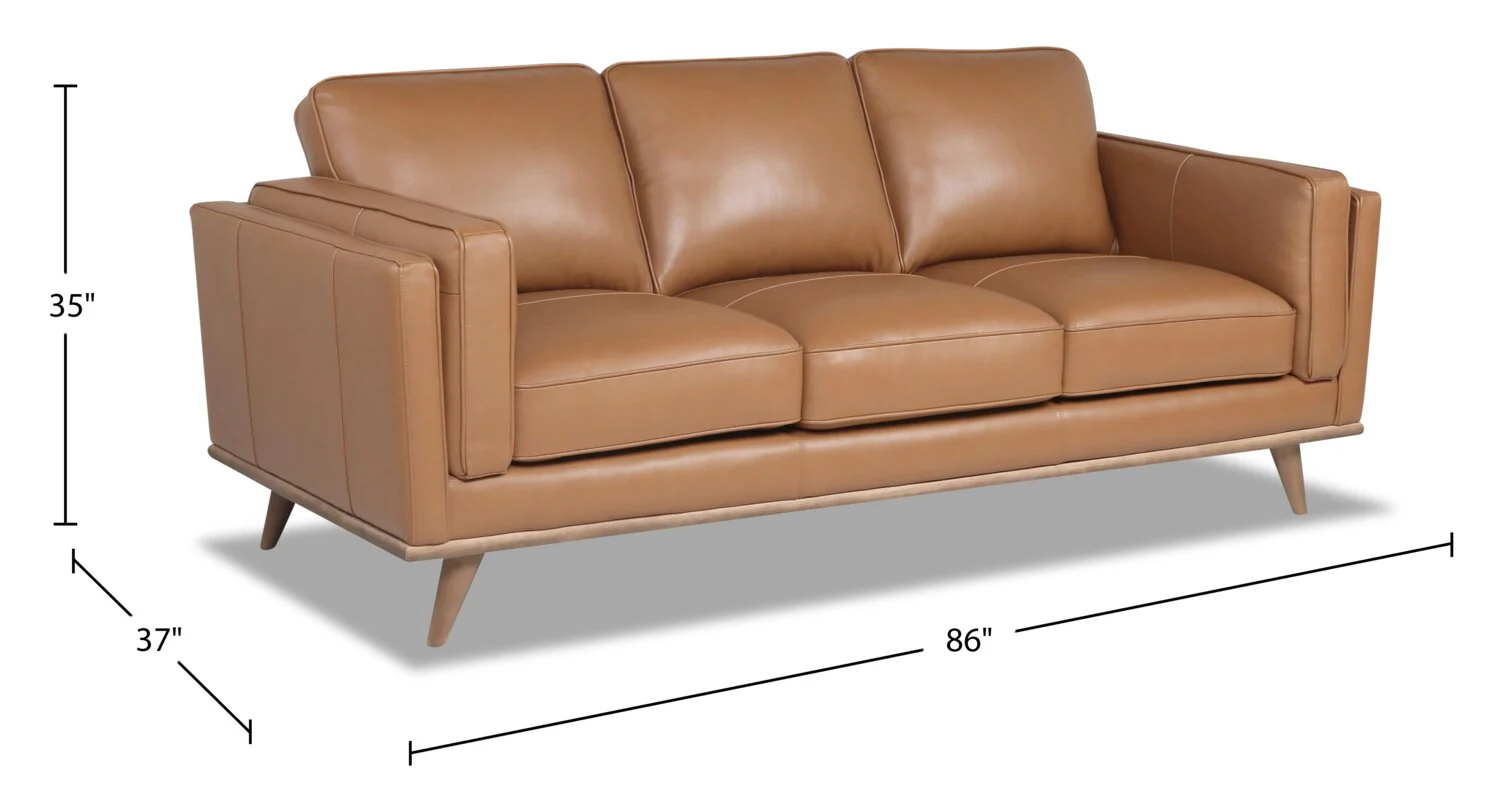 Marlott Top-Grain Genuine Leather Sofa - Caramel - Image 5