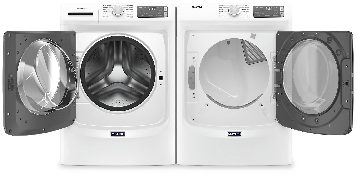 Maytag Front-Load 5.5 Cu. Ft. Washer with Extra Power and 7.3 Cu. Ft. Electric Steam Dryer - White - Image 2