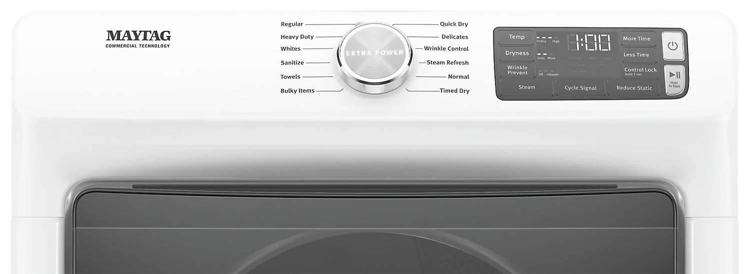 Maytag Front-Load 5.5 Cu. Ft. Washer with Extra Power and 7.3 Cu. Ft. Gas Steam Dryer - White - Image 11