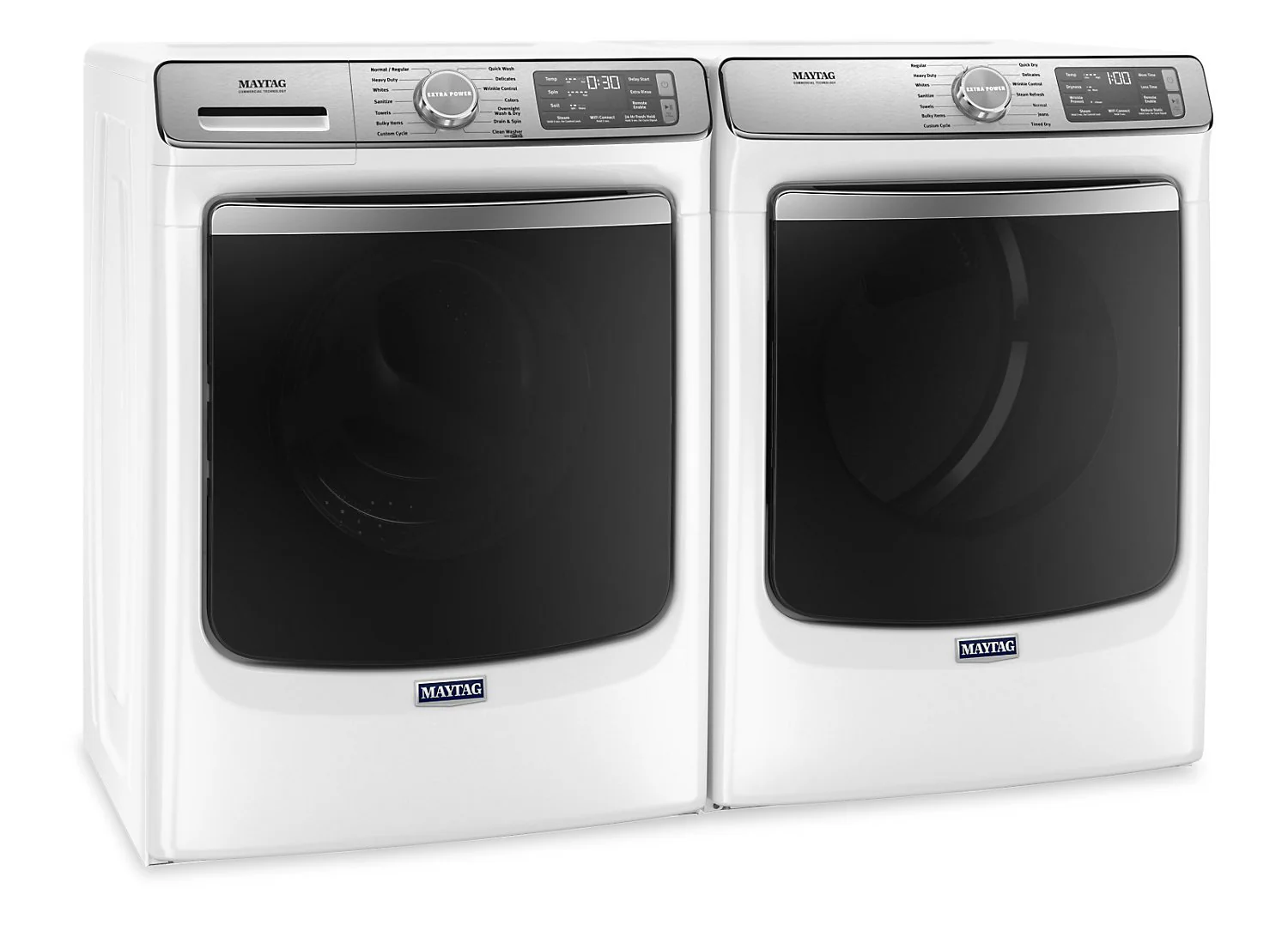 Maytag Front-Load 5.8 Cu. Ft. Smart Washer with Extra Power and 7.3 Cu. Ft. Electric Smart Dryer - White - Image 2
