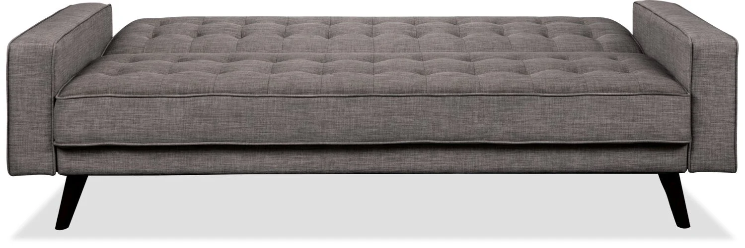 Meagan Linen-Look Fabric Futon - Grey - Image 2