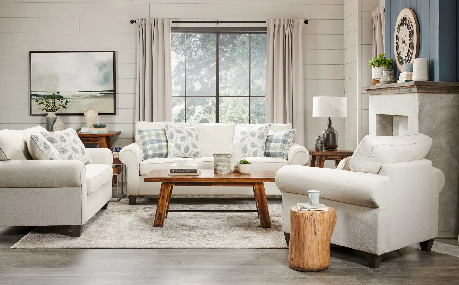 Minstrel Chenille Loveseat - Ecru - Image 3