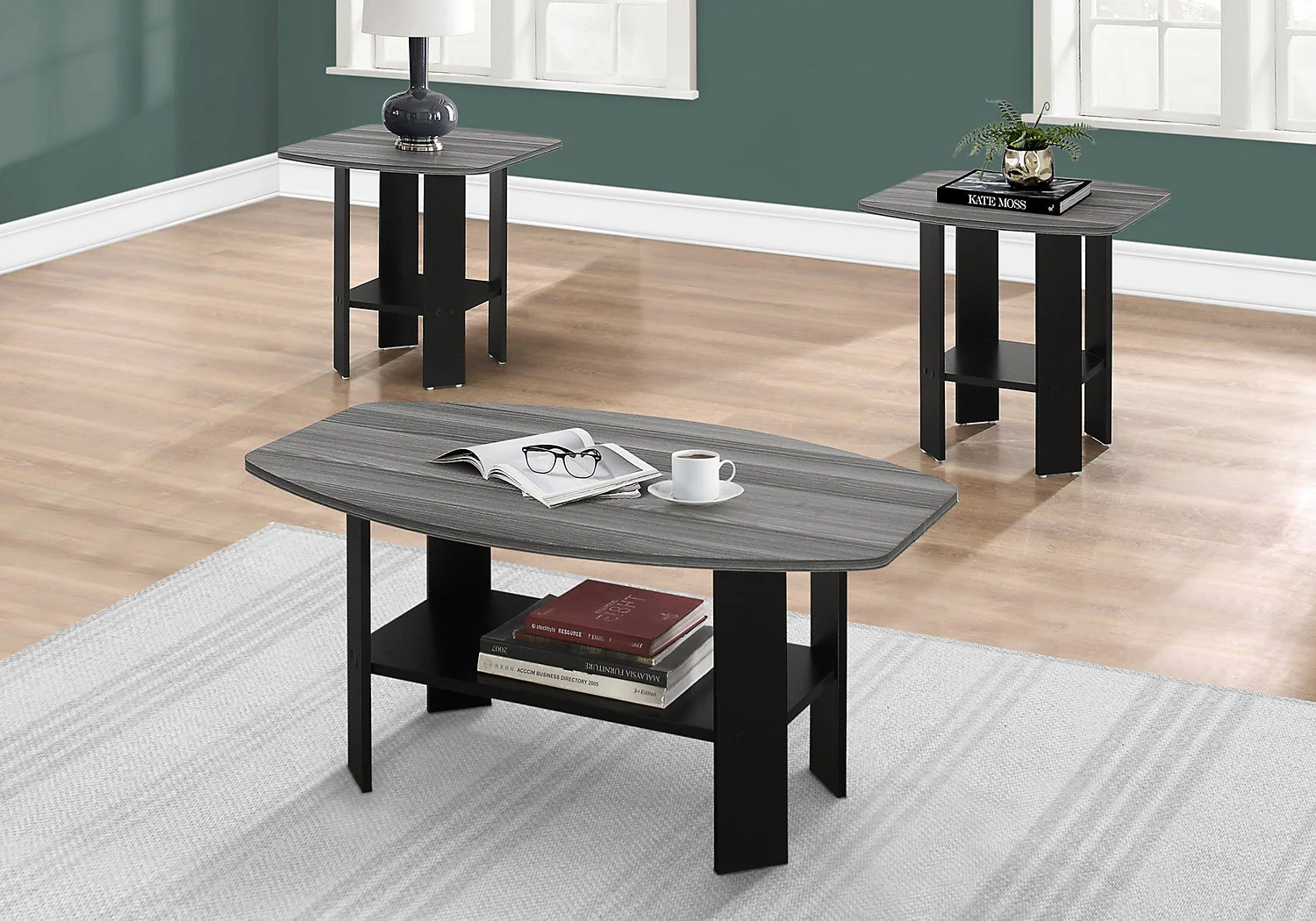 Mondavi 3-Piece Coffee and Two End Tables Package - Grey and Black - Image 4