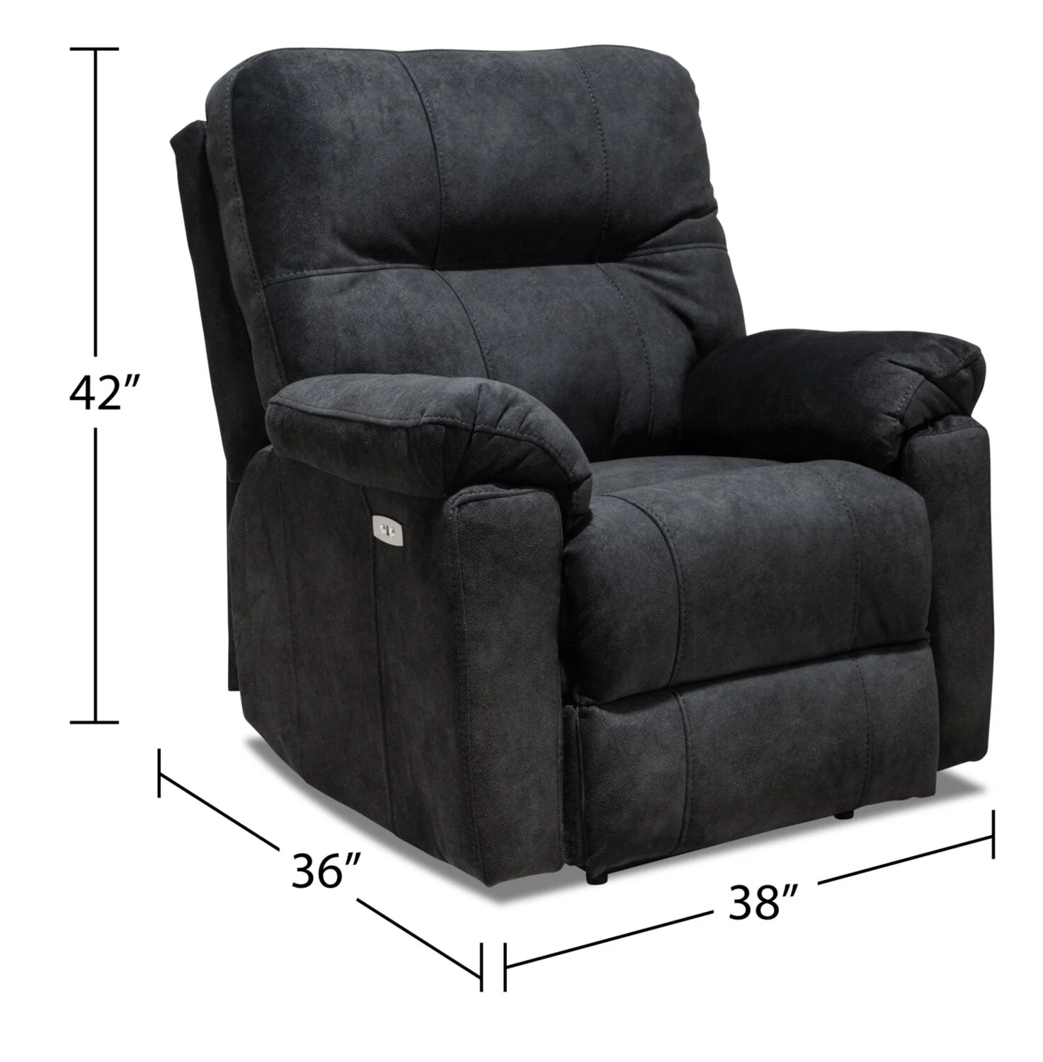 Muncey Polyester Power Recliner - Graphite - Image 8