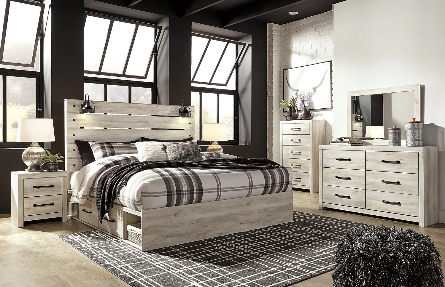 Naylon 5-Piece King Bedroom Set with Side Storage - White - Image 3