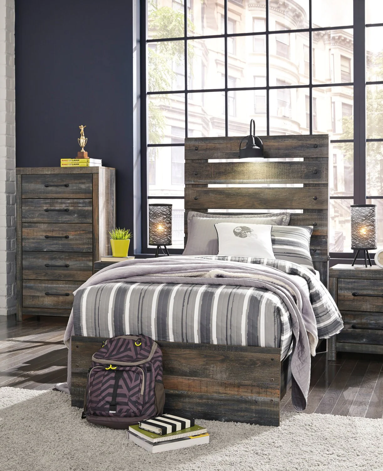 Naylon 5-Piece Twin Bedroom Set - Brown - Image 2