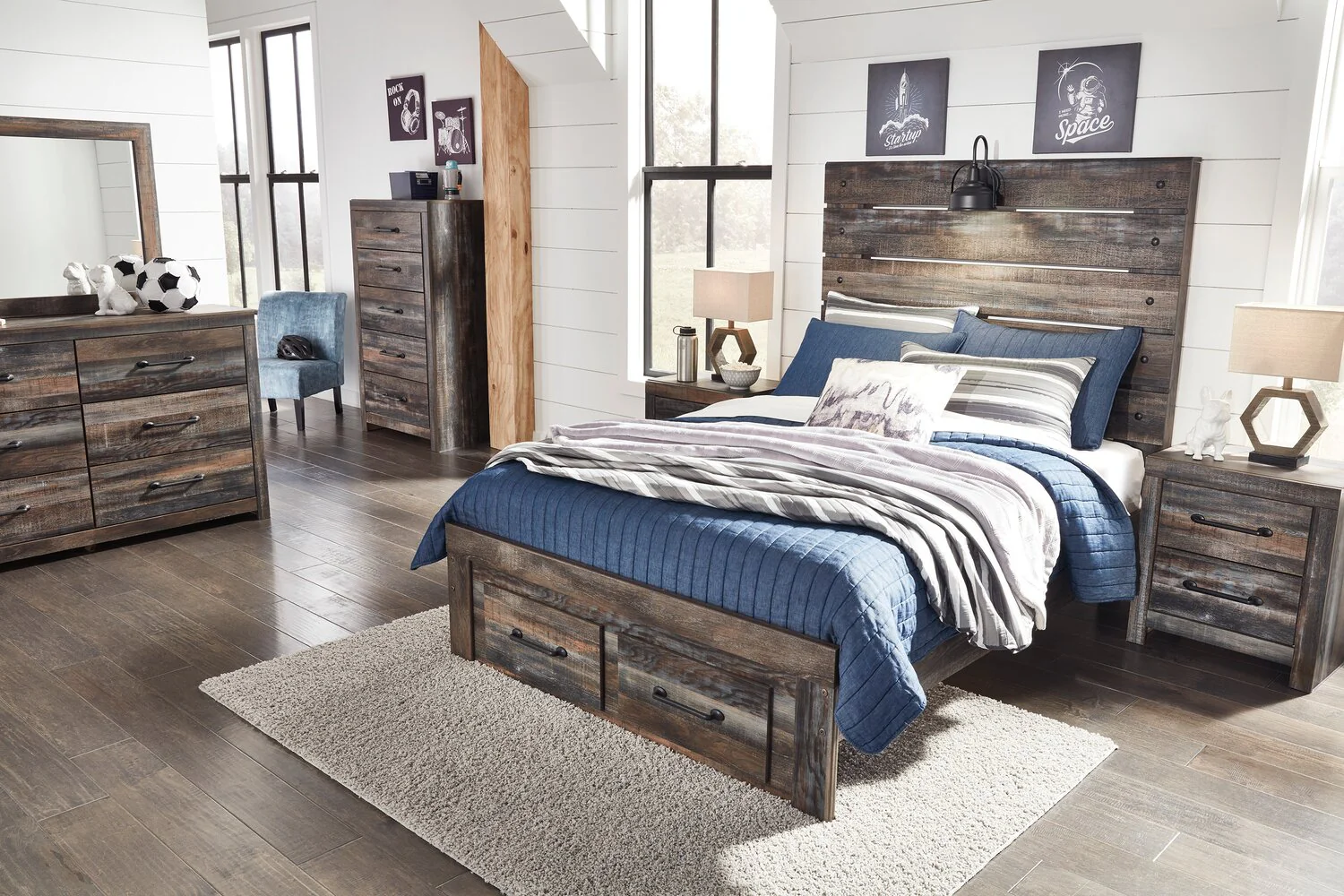 Naylon 6-Piece Full Storage Bedroom Set - Brown - Image 3