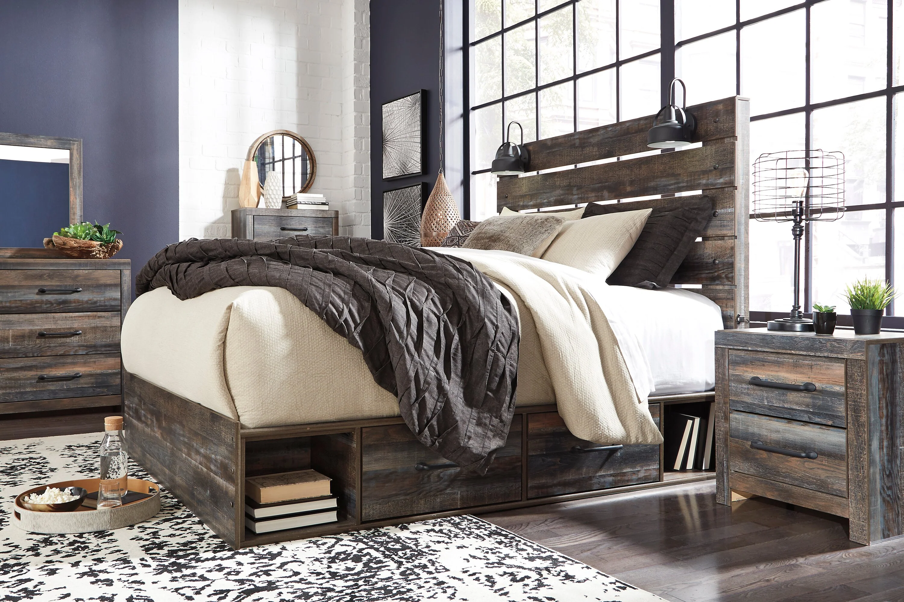 Naylon 6-Piece Queen Bedroom Set with Side Storage - Brown - Image 7