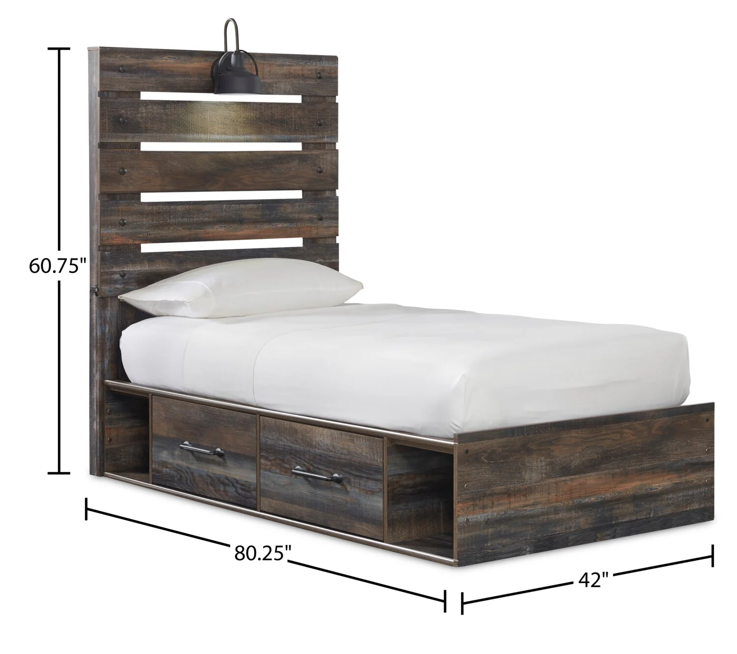 Naylon 6-Piece Twin Bedroom Set with Side Storage - Brown - Image 9