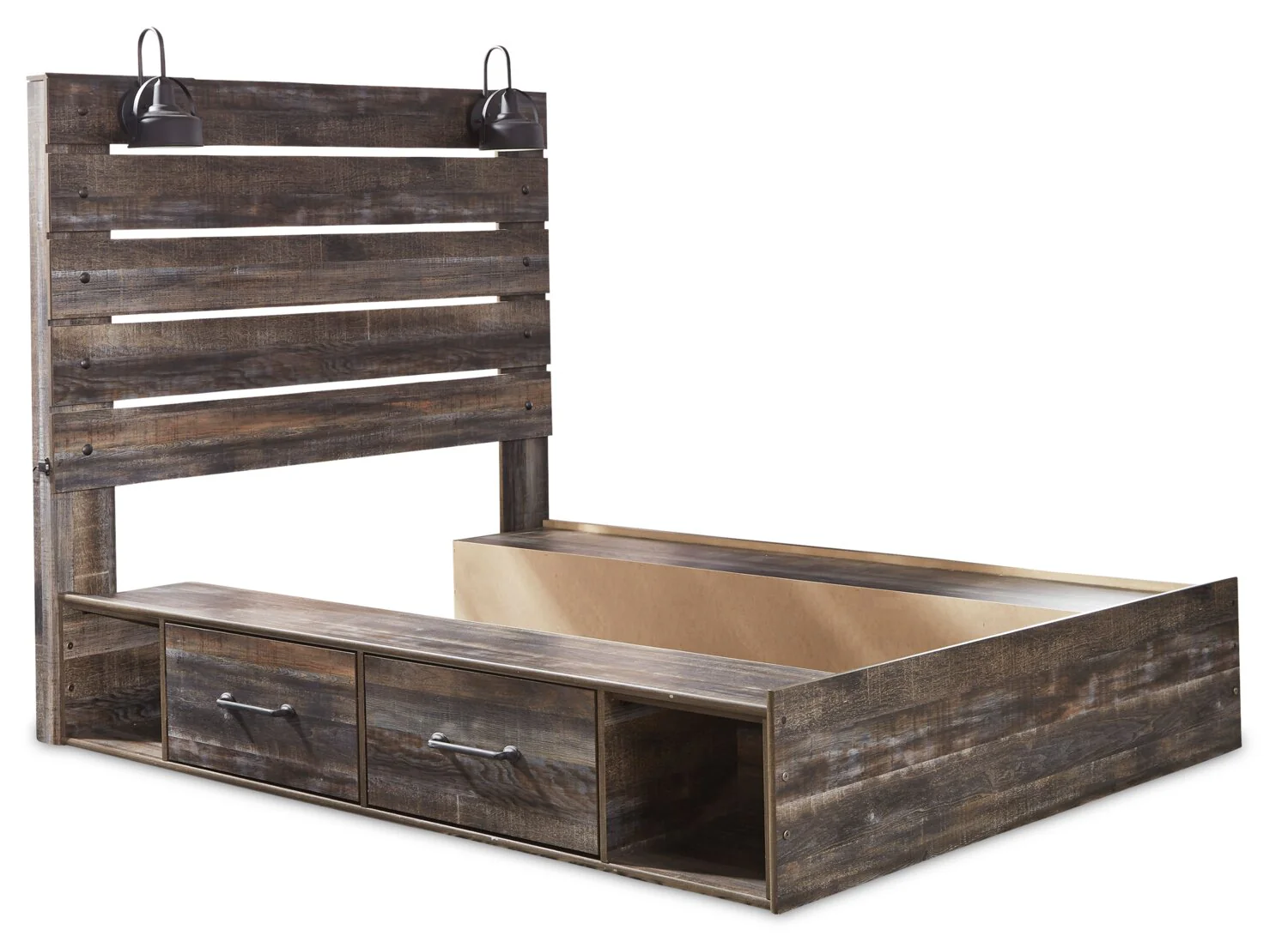 Naylon Queen Side Storage Bed - Brown - Image 3