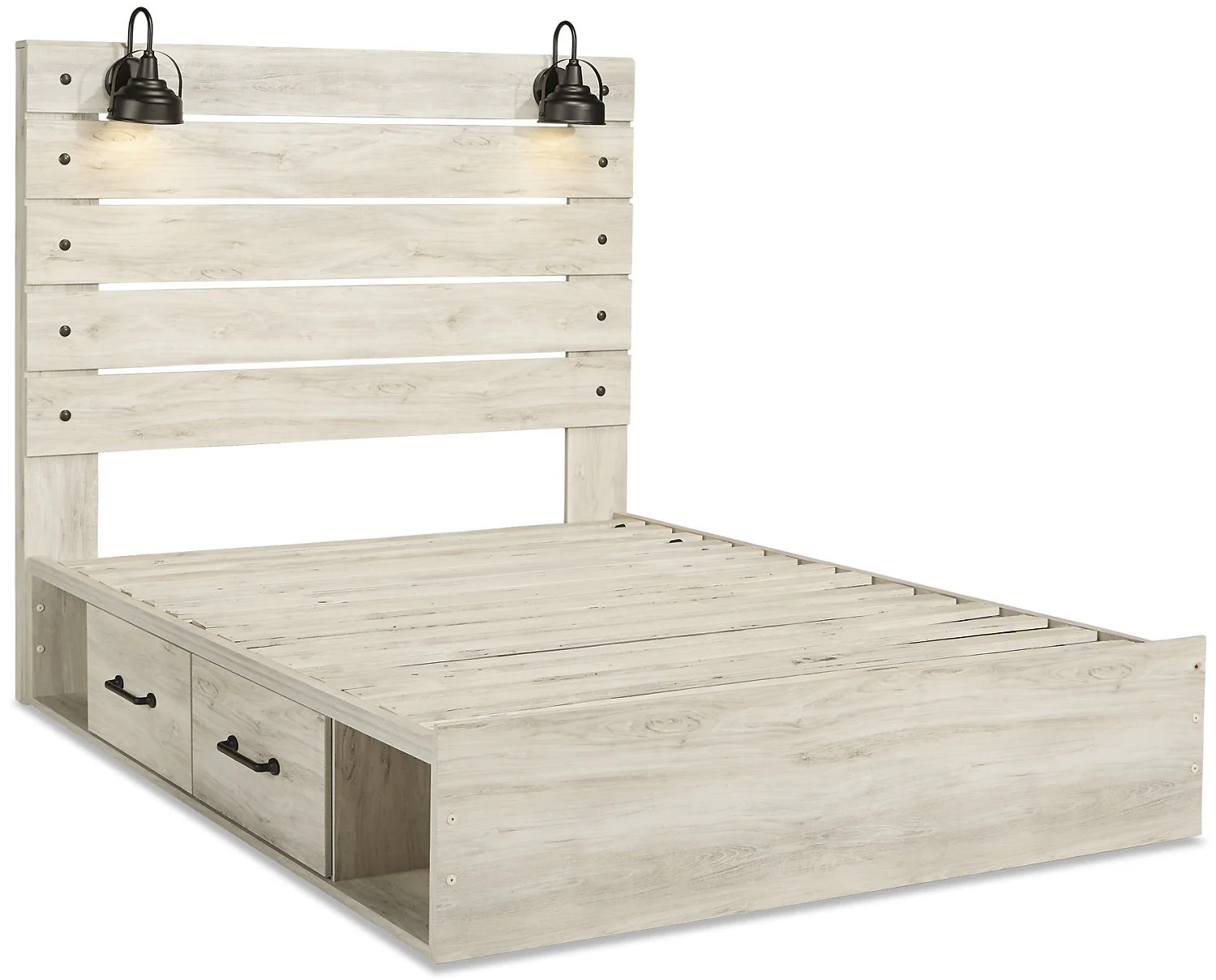 Naylon Queen Side Storage Bed - White - Image 2