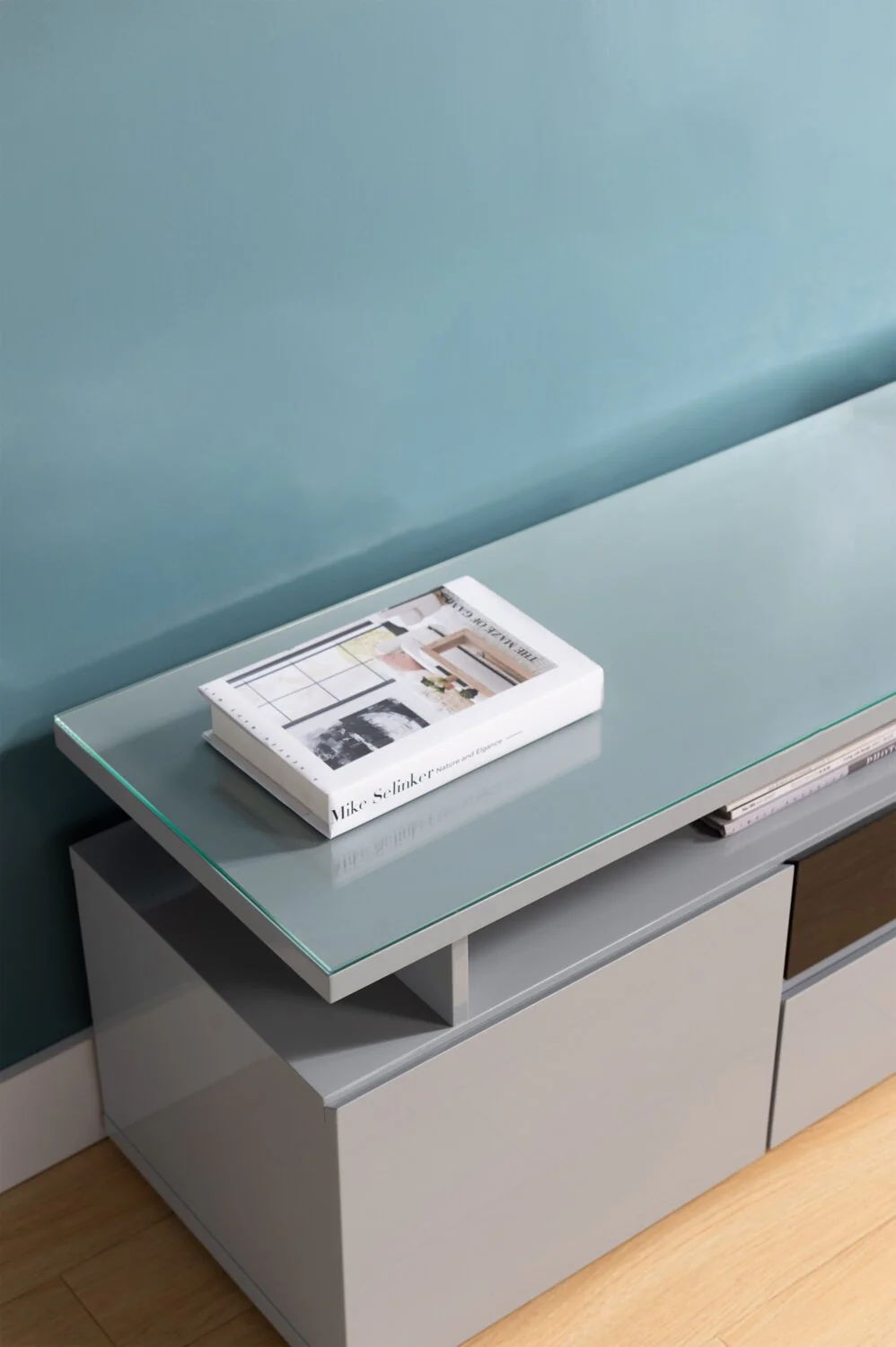 Odele 78" TV Stand - Grey - Image 6
