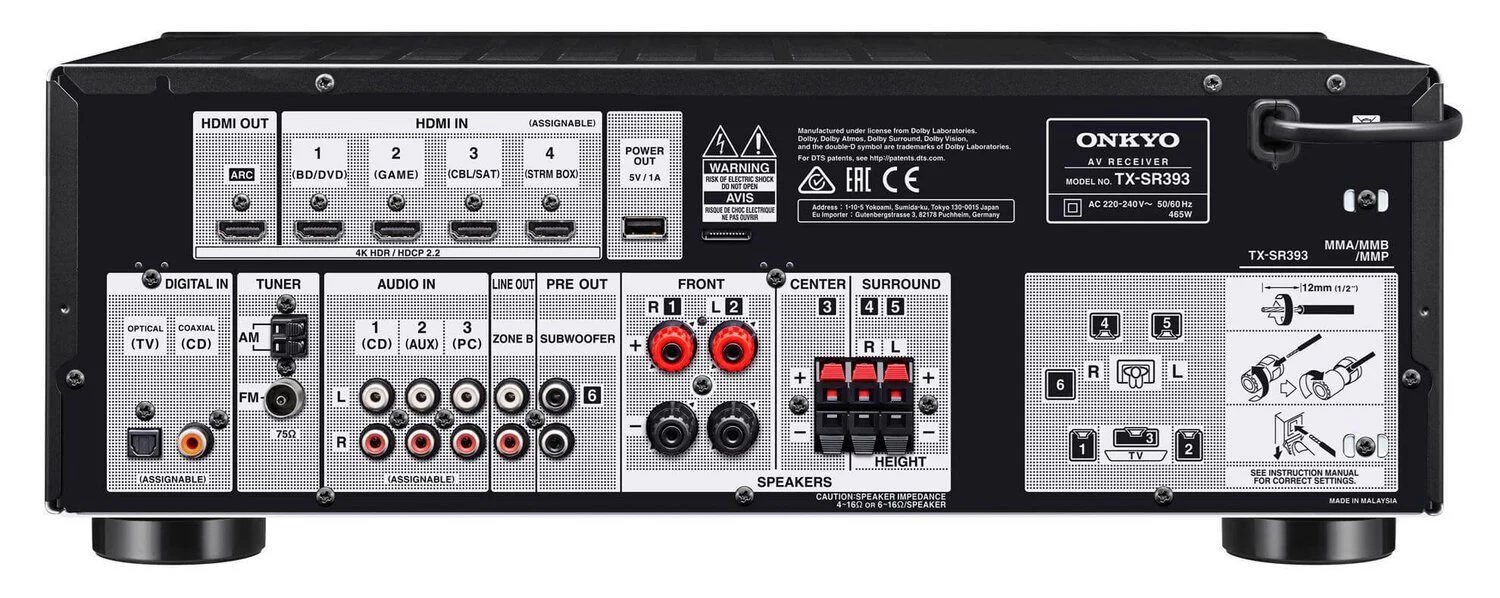 Onkyo TXSR393B 5.2-Channel 155 W A/V Receiver - Image 2