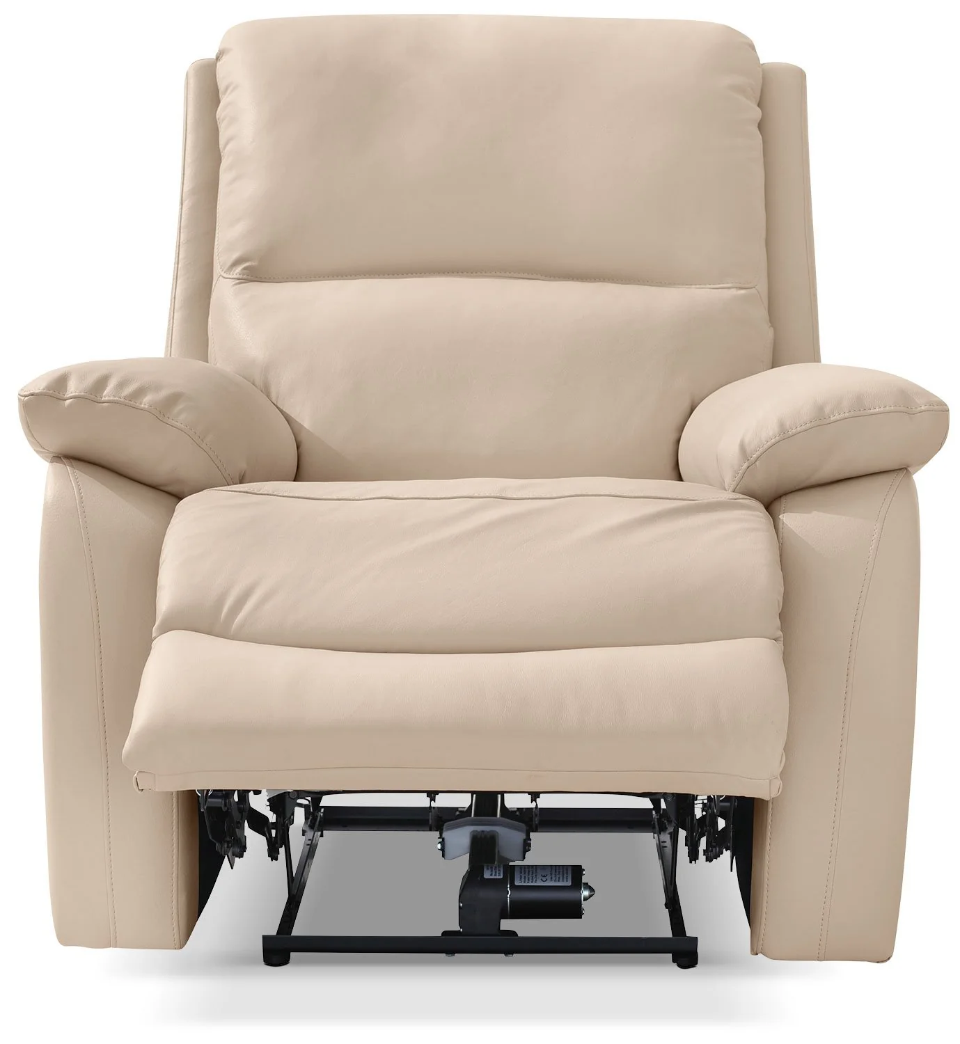 Orozco Genuine Leather Power Reclining Chair with Adjustable Headrest - Cream - Image 4