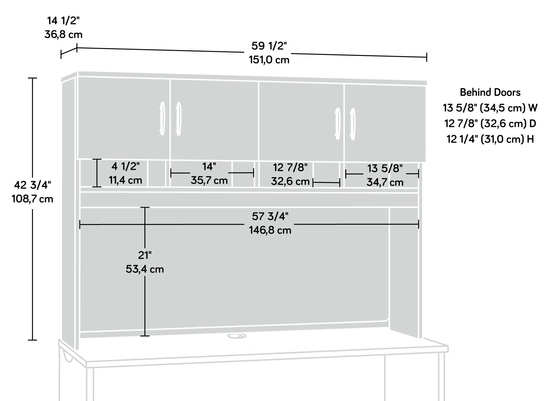 Palm Crest Commercial Grade Credenza Hutch - Image 8