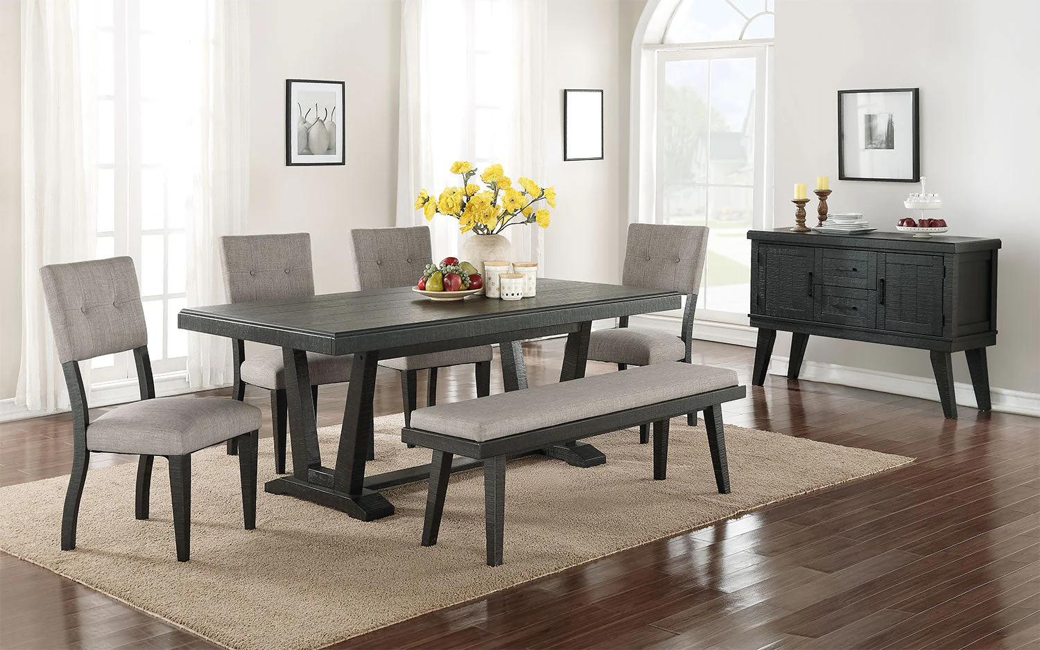 Raheny 6-Piece Dining Room Set - Black/Grey - Image 2