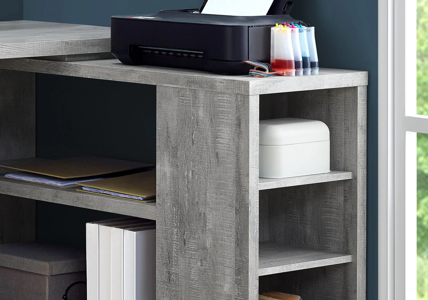 Randall L-Shaped Corner Desk - Grey - Image 2