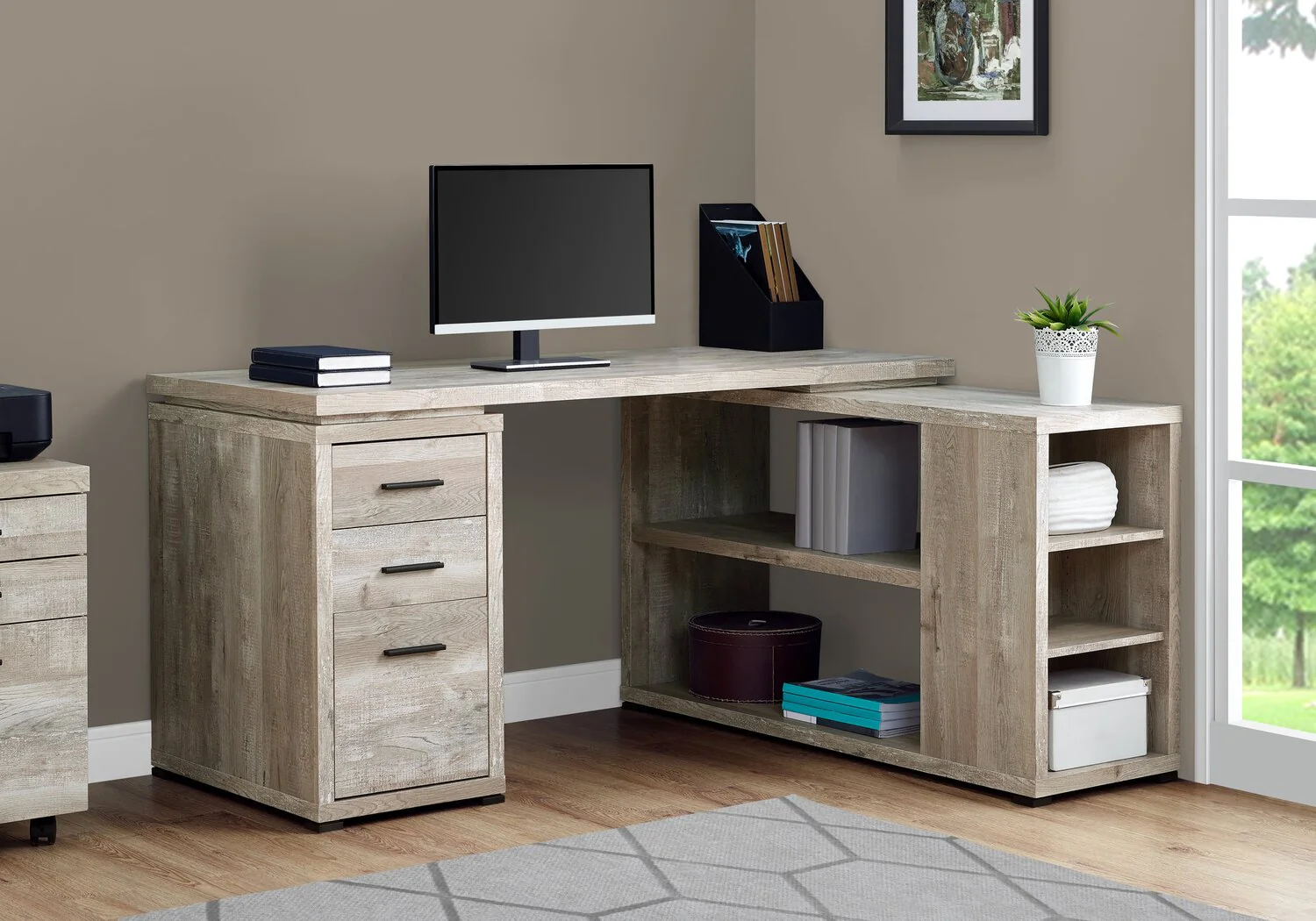 Randall L-Shaped Corner Desk - Natural - Image 4