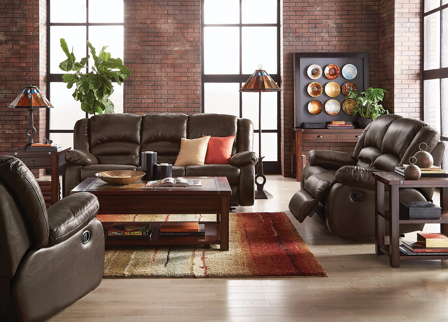 Sandford Genuine Leather Reclining Sofa - Brown - Image 3