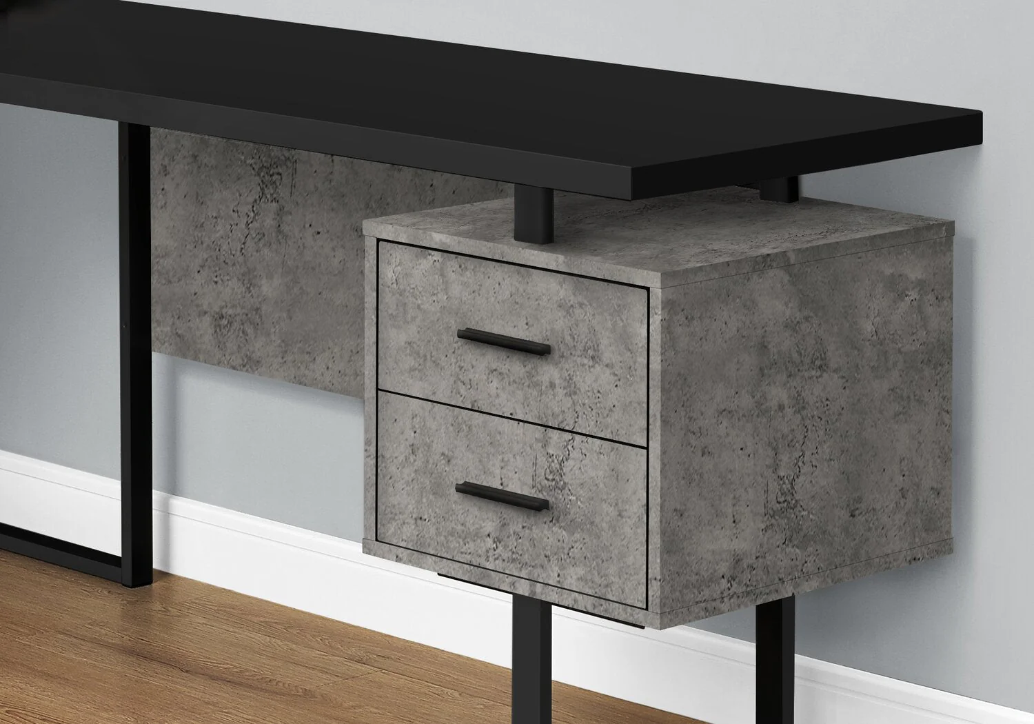 Segundo Reversible L-Shaped Corner Desk - Black Concrete-Look - Image 3