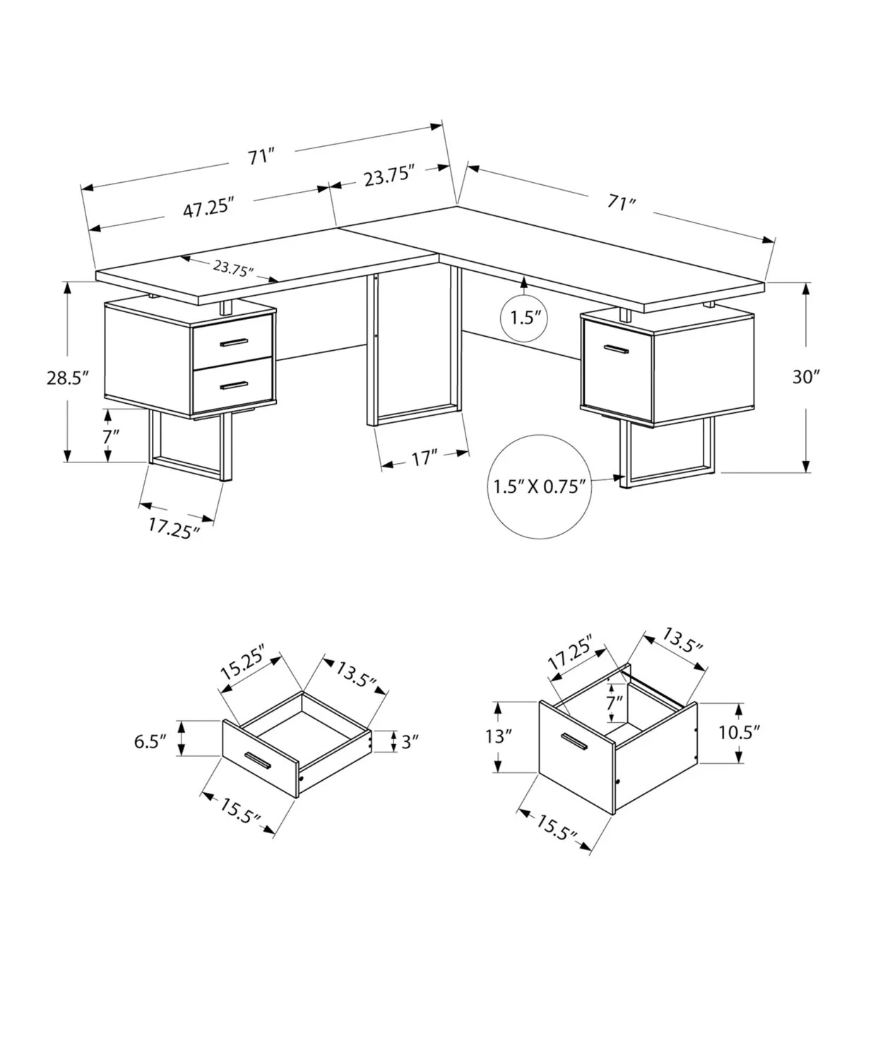 Segundo Reversible L-Shaped Corner Desk - Light Brown - Image 10