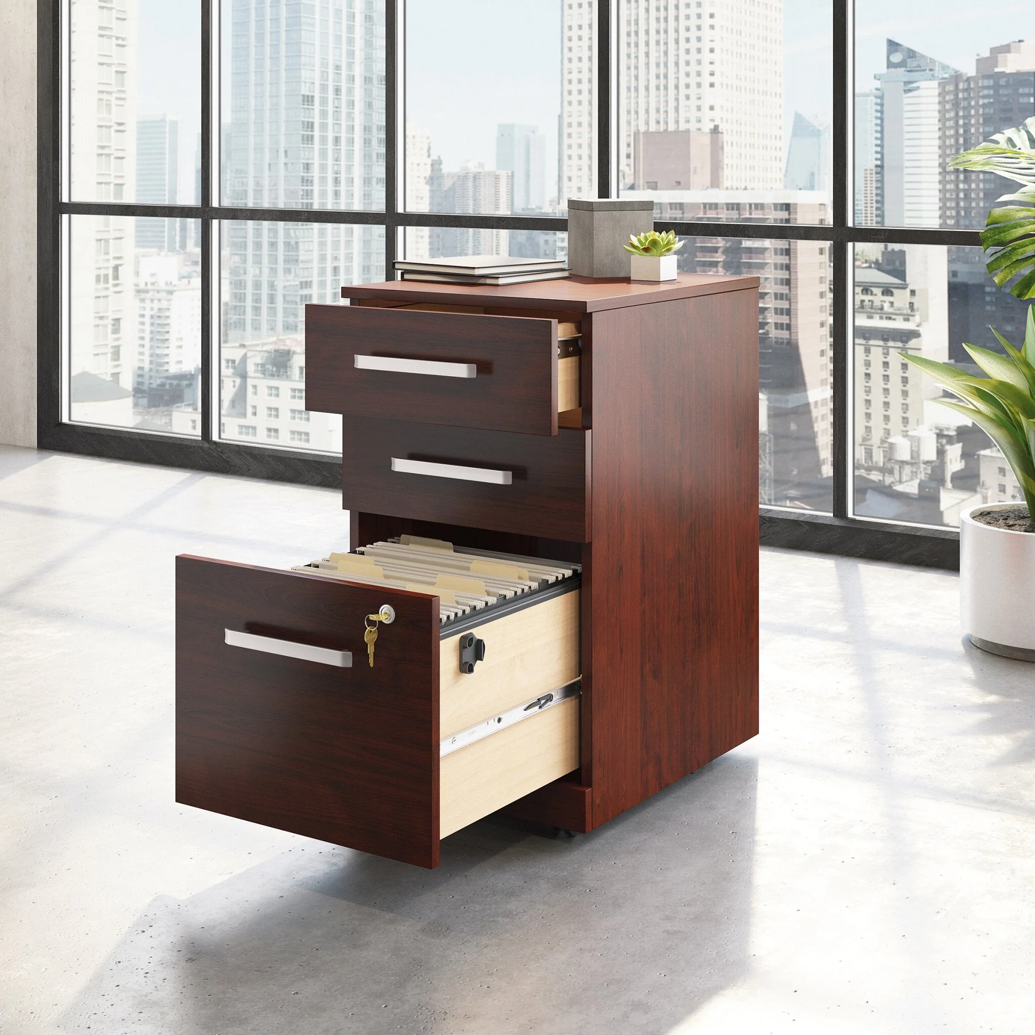 Sentinel Commercial Grade 3-Drawer Filing Cabinet - Classic Cherry - Image 8