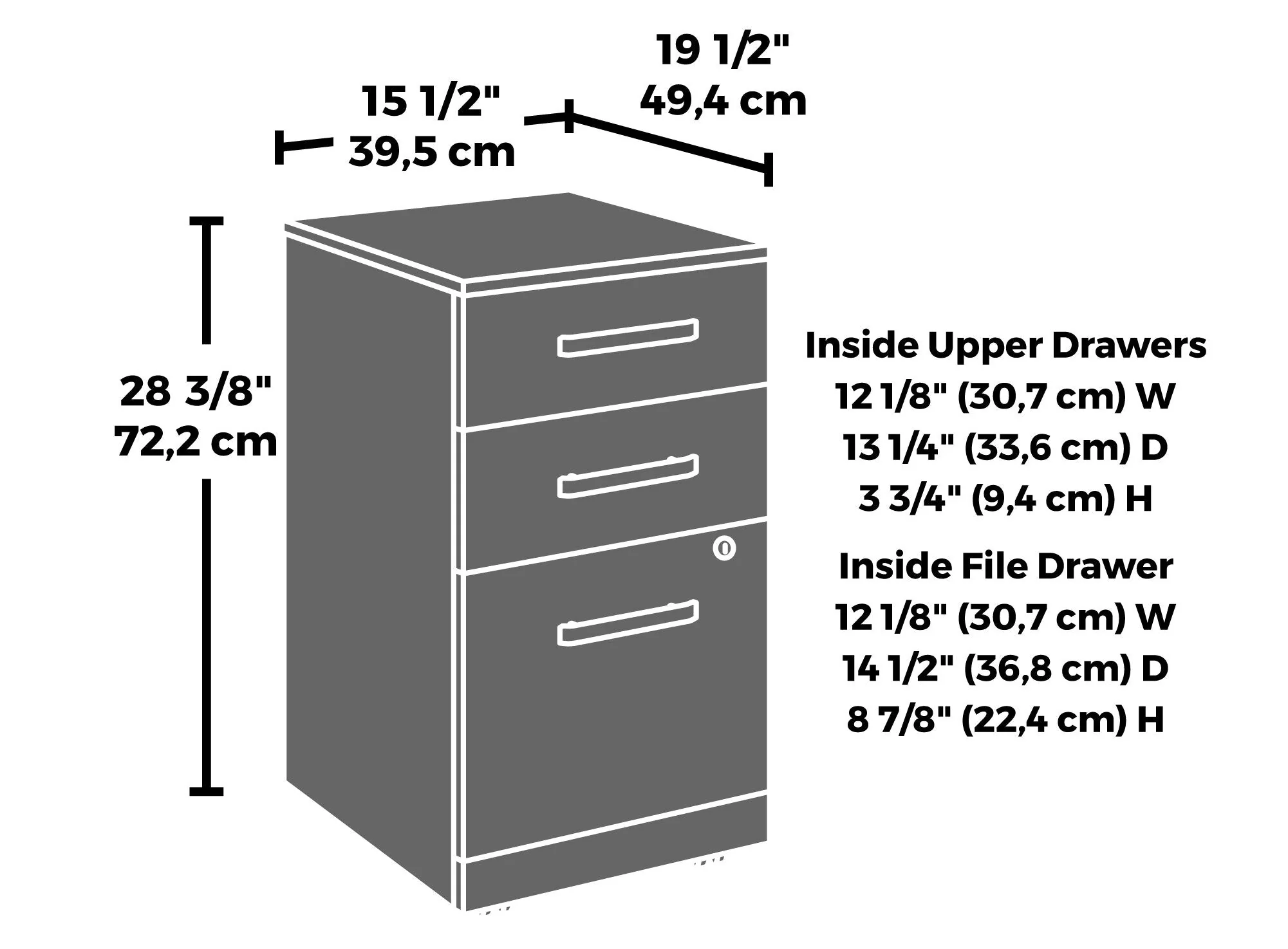 Sentinel Commercial Grade 3-Drawer Filing Cabinet - Classic Cherry - Image 9