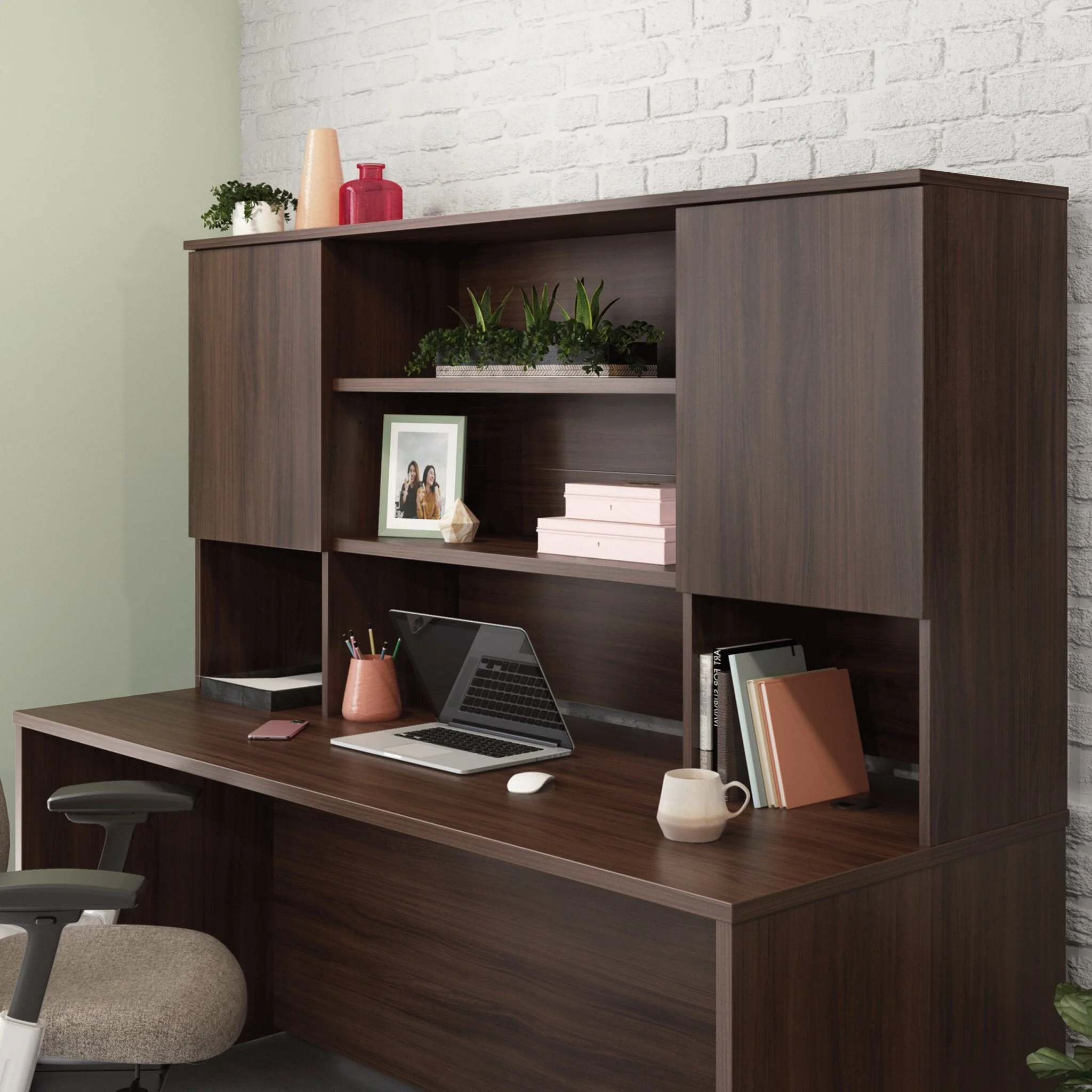 Sentinel Commercial Grade 72" Storage Hutch - Noble Elm - Image 3