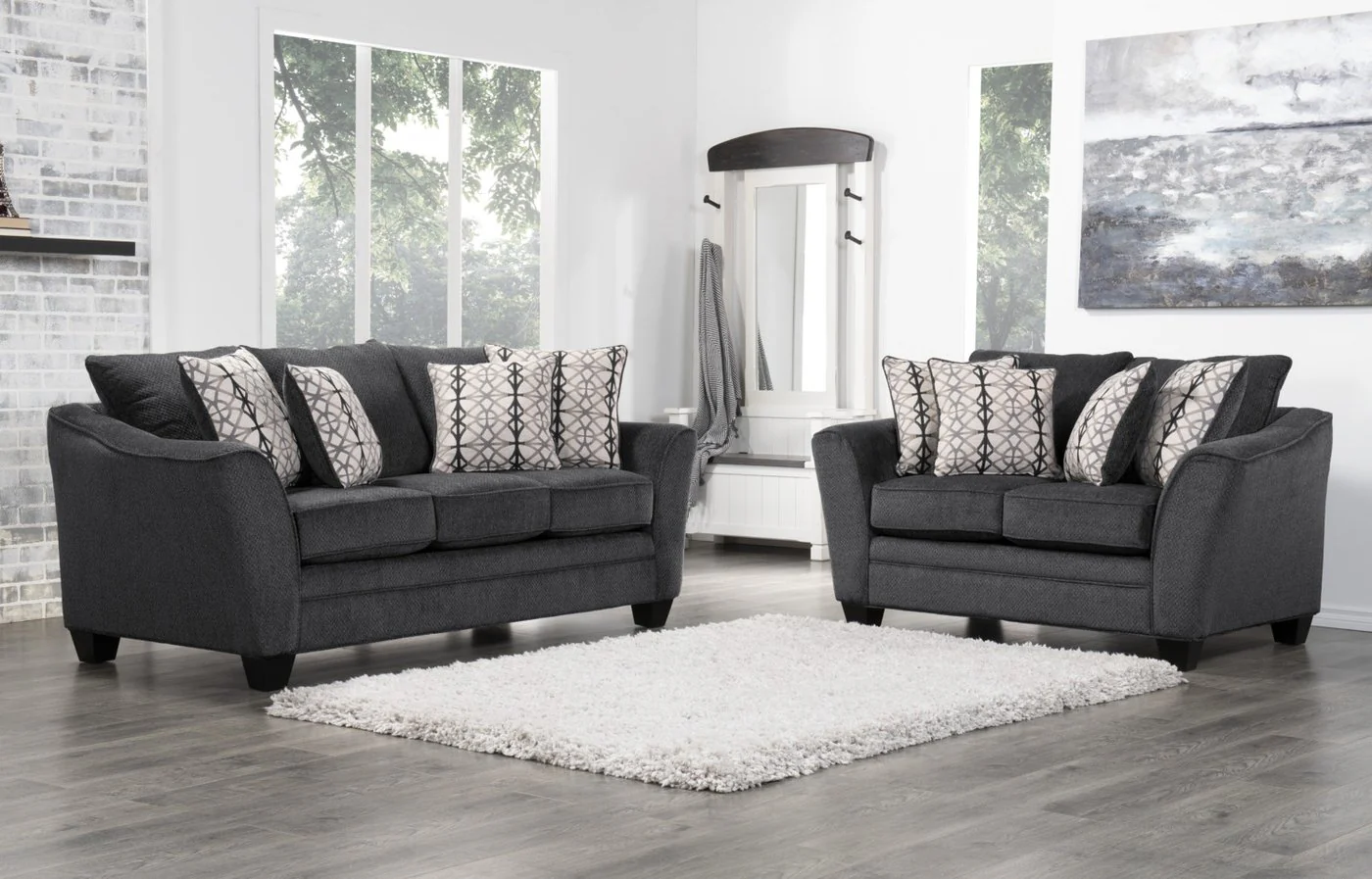 Sherwood Chenille Condo Loveseat - Charcoal - Image 2