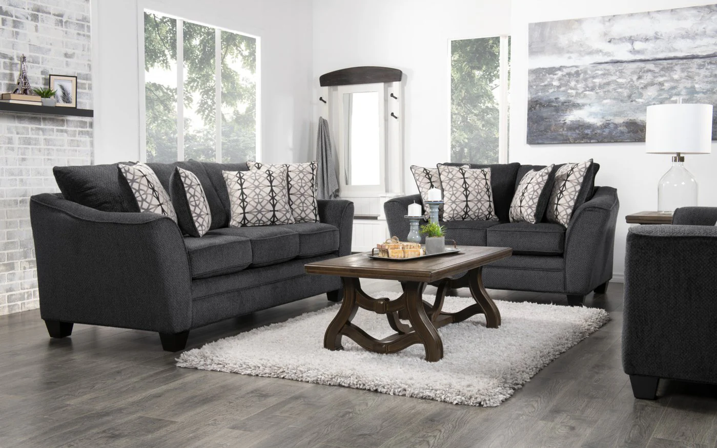 Sherwood Chenille Condo Sofa - Charcoal - Image 3