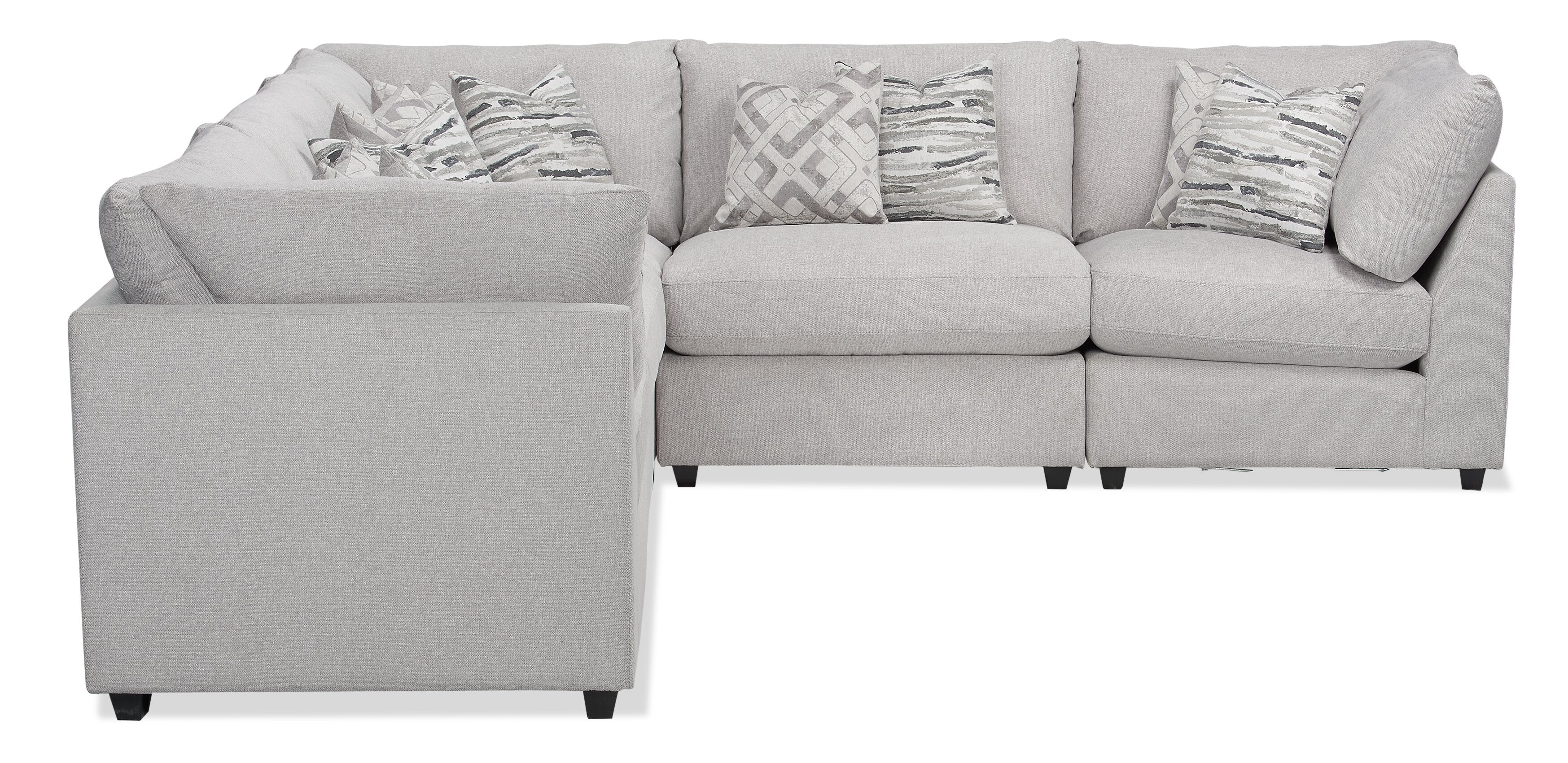 Skye Linen-Look Fabric 5-Piece Modular Sectional with 3 Corner Chairs - Light Grey