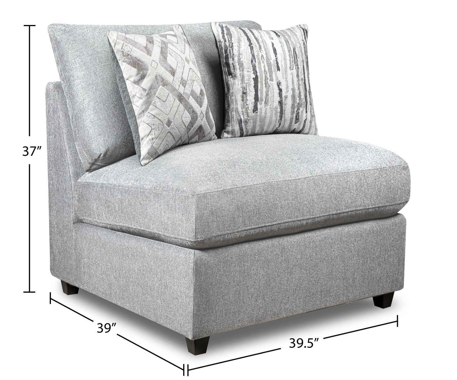Skye Linen-Look Fabric 5-Piece Modular Sectional with 3 Corner Chairs - Light Grey - Image 15