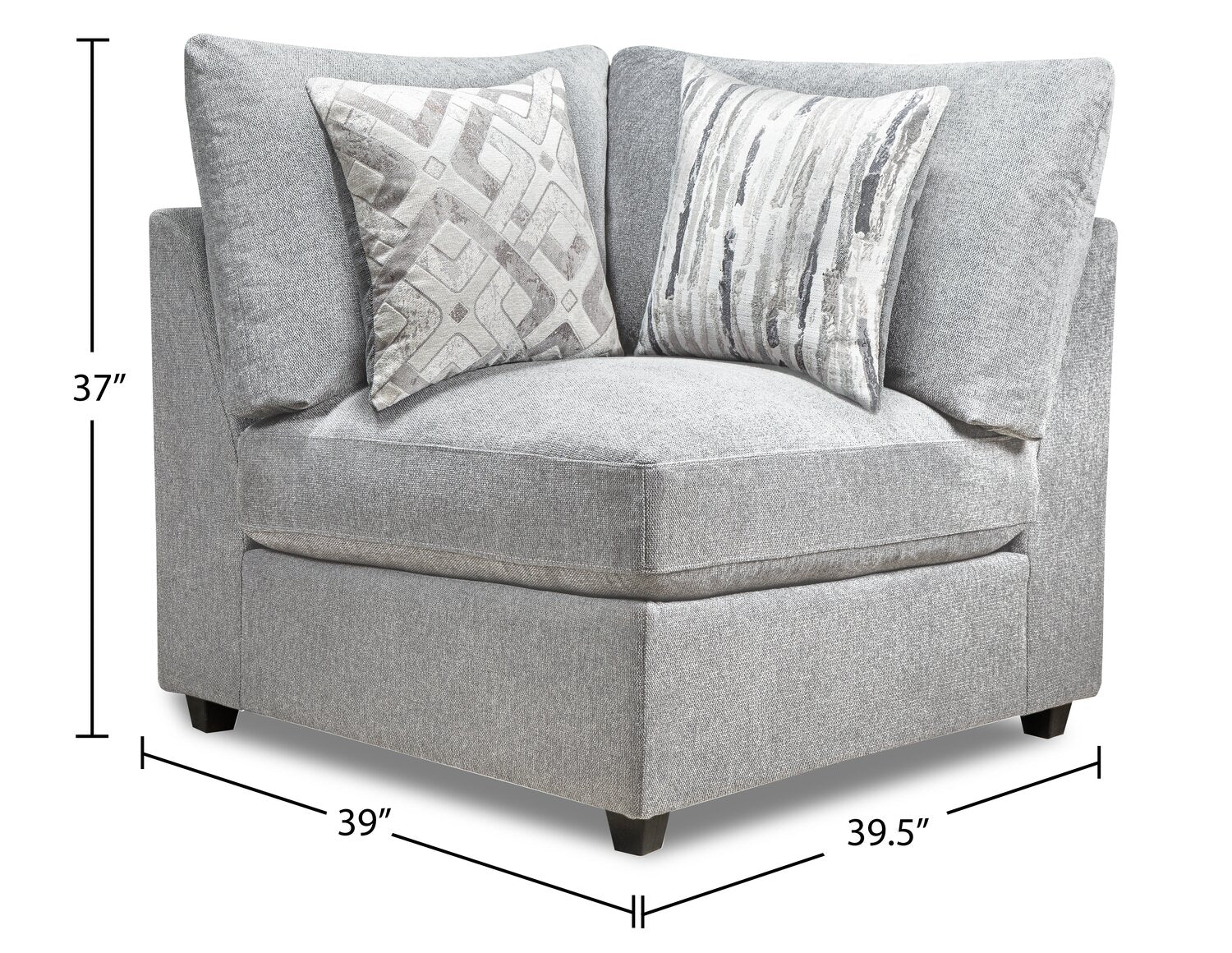 Skye Linen-Look Fabric 5-Piece Modular Sectional with 3 Corner Chairs - Light Grey - Image 16