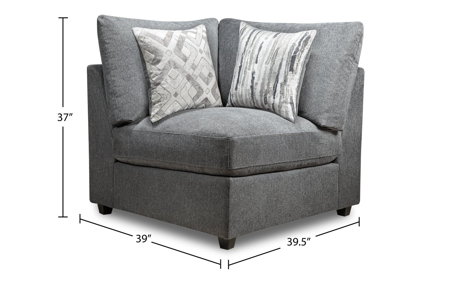 Skye Linen-Look Fabric 5-Piece Modular Sectional with 4 Armless Chairs - Charcoal - Image 13