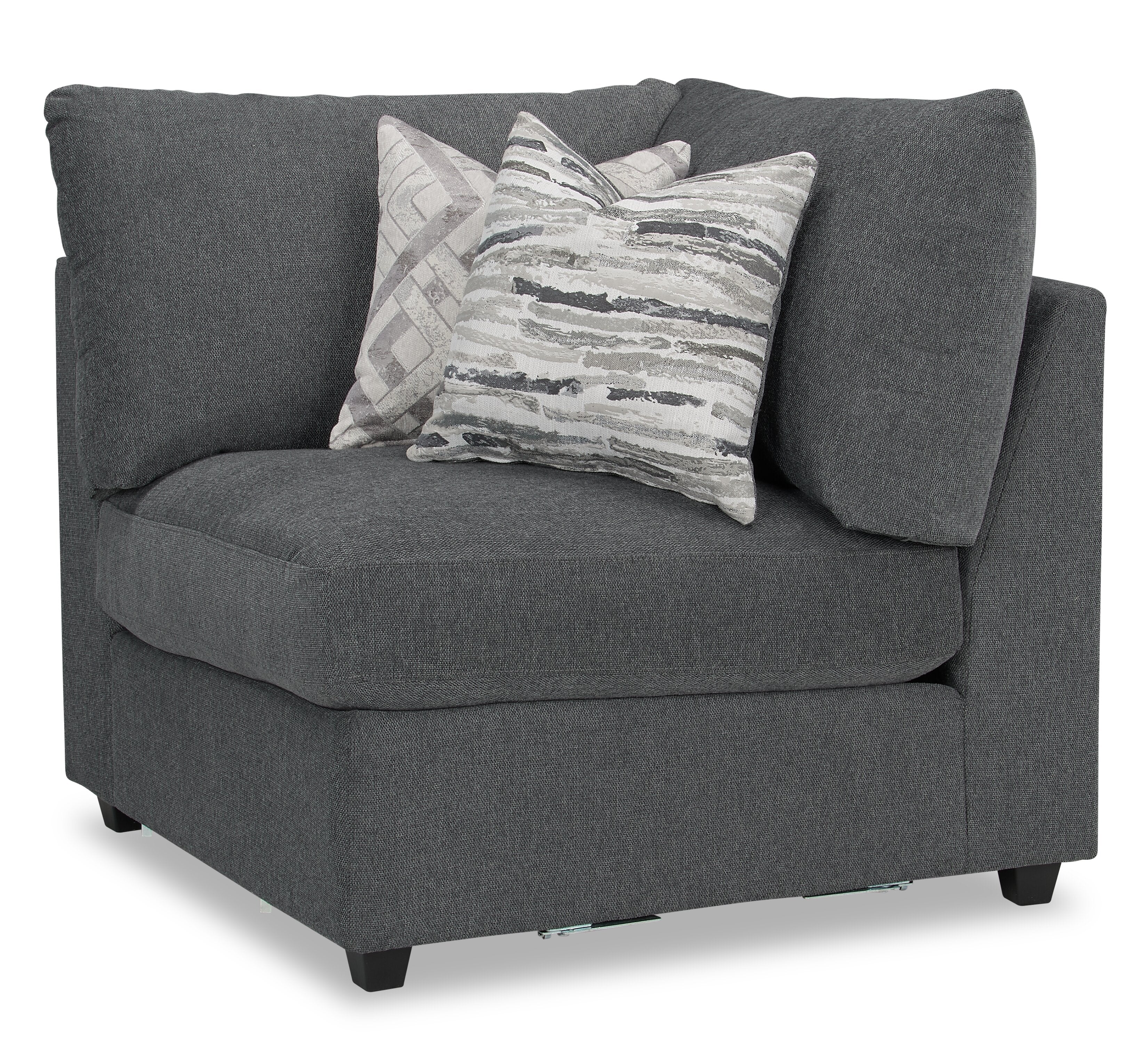 Skye Linen-Look Fabric 5-Piece Modular Sectional with 4 Armless Chairs - Charcoal - Image 3