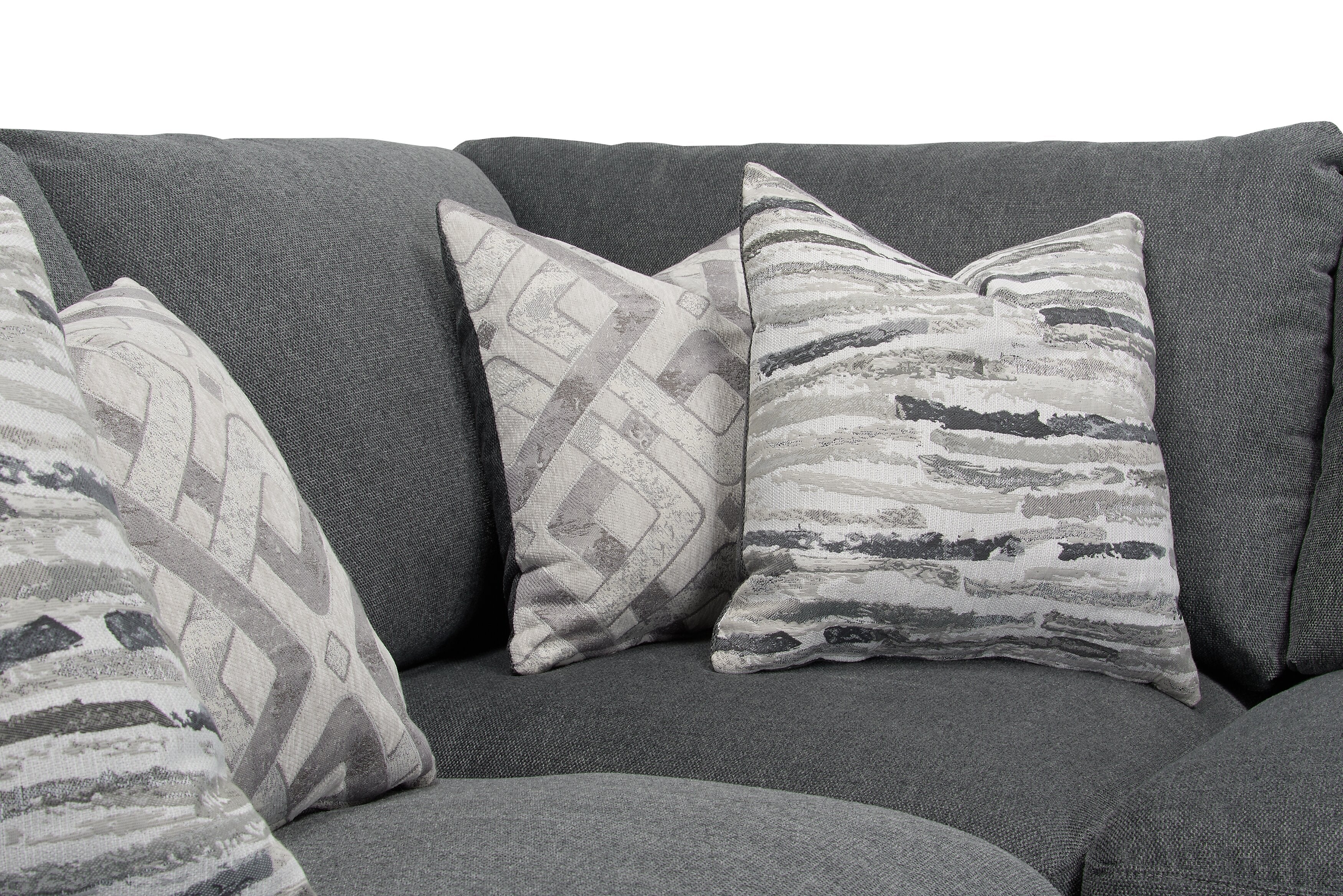 Skye Linen-Look Fabric 5-Piece Modular Sectional with 4 Armless Chairs - Charcoal - Image 5