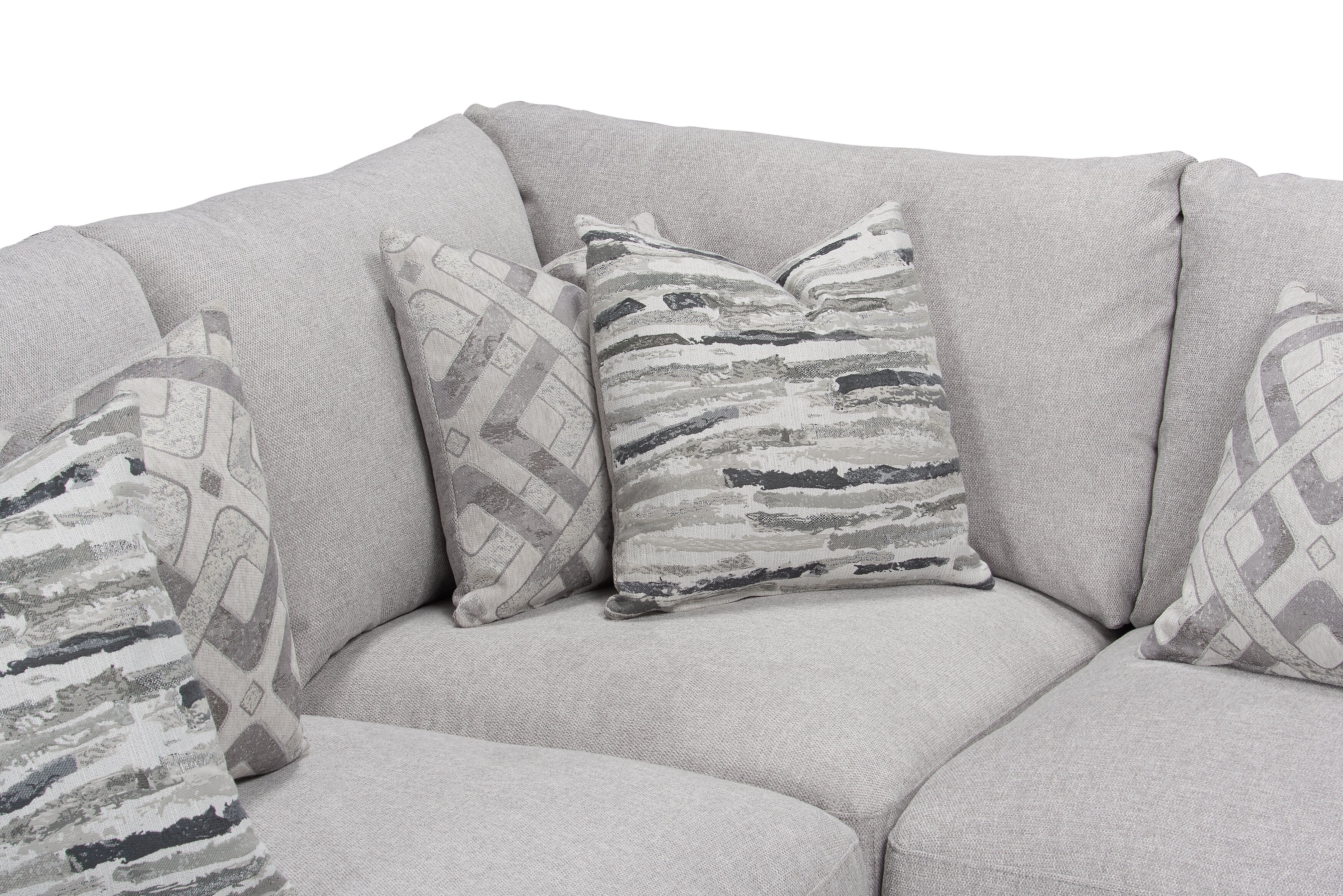 Skye Linen-Look Fabric 5-Piece Modular Sectional with 4 Armless Chairs - Light Grey - Image 2