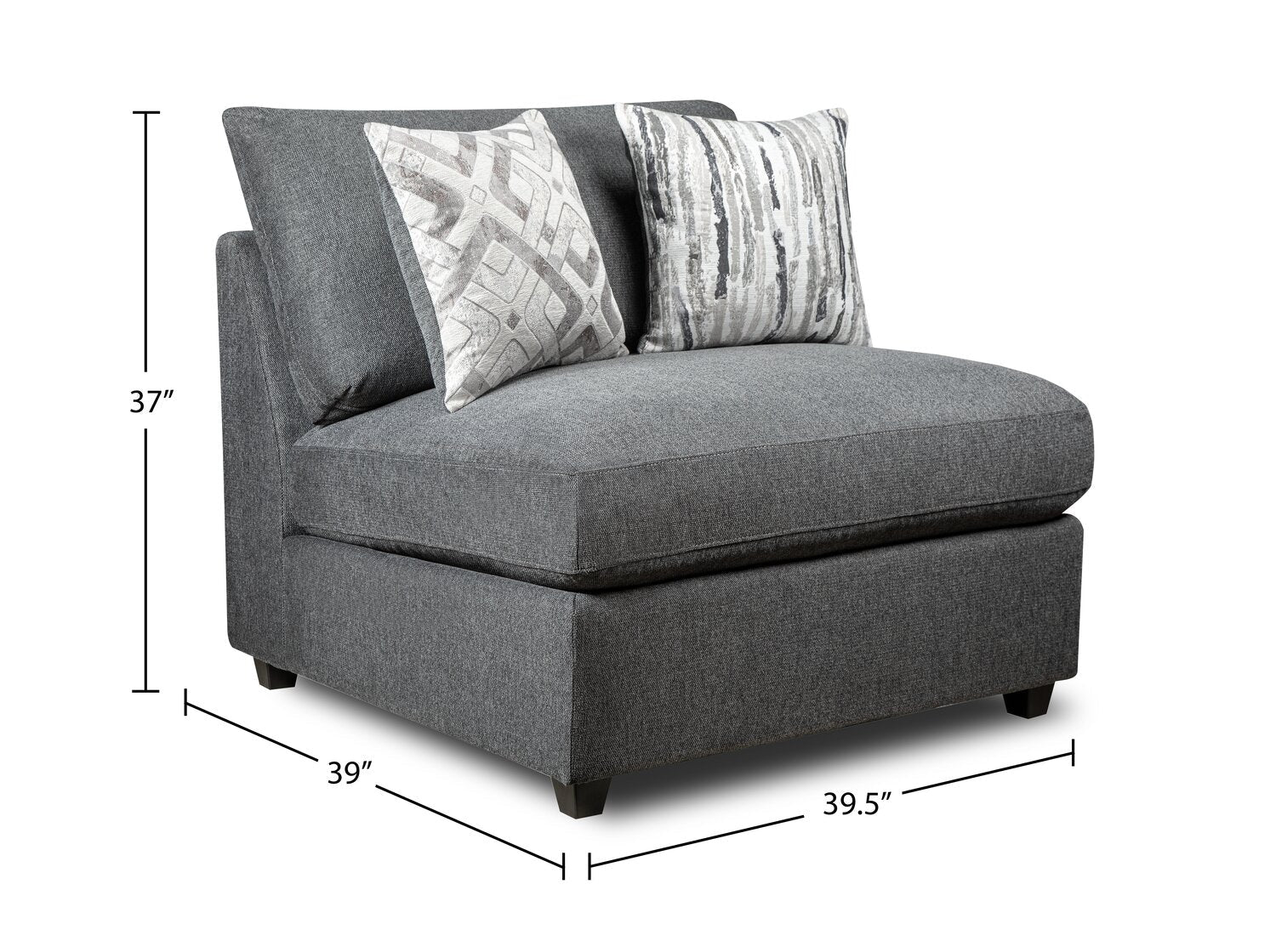 Skye Linen-Look Fabric Modular Armless Chair - Charcoal - Image 10