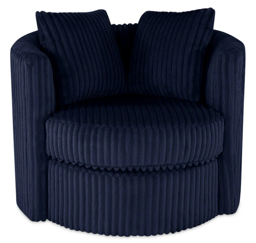 Sofitel Chenille Swivel Cuddler Chair - Groove Midnight - Image 2