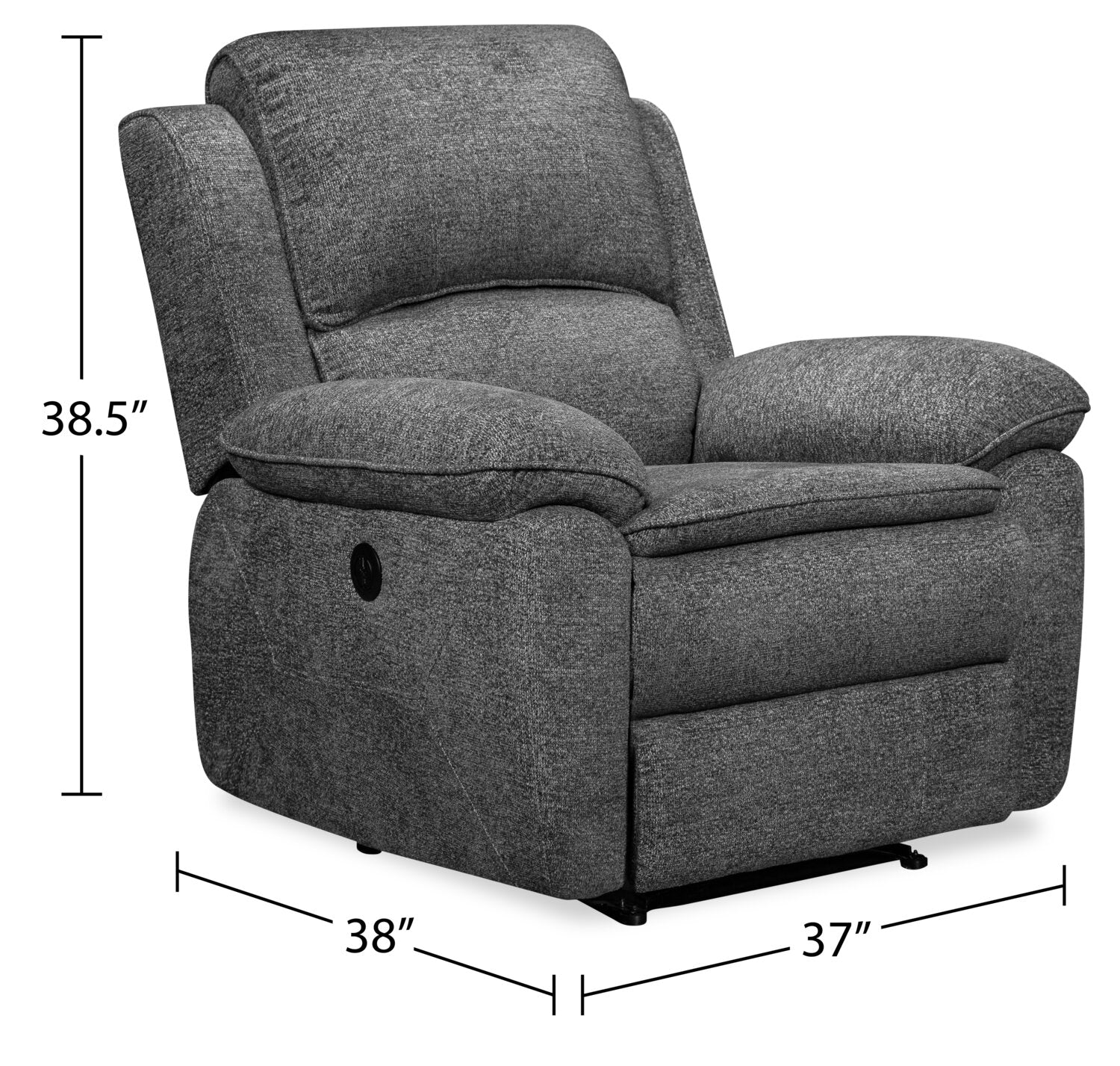 Stephen Chenille Power Recliner - Grey - Image 11